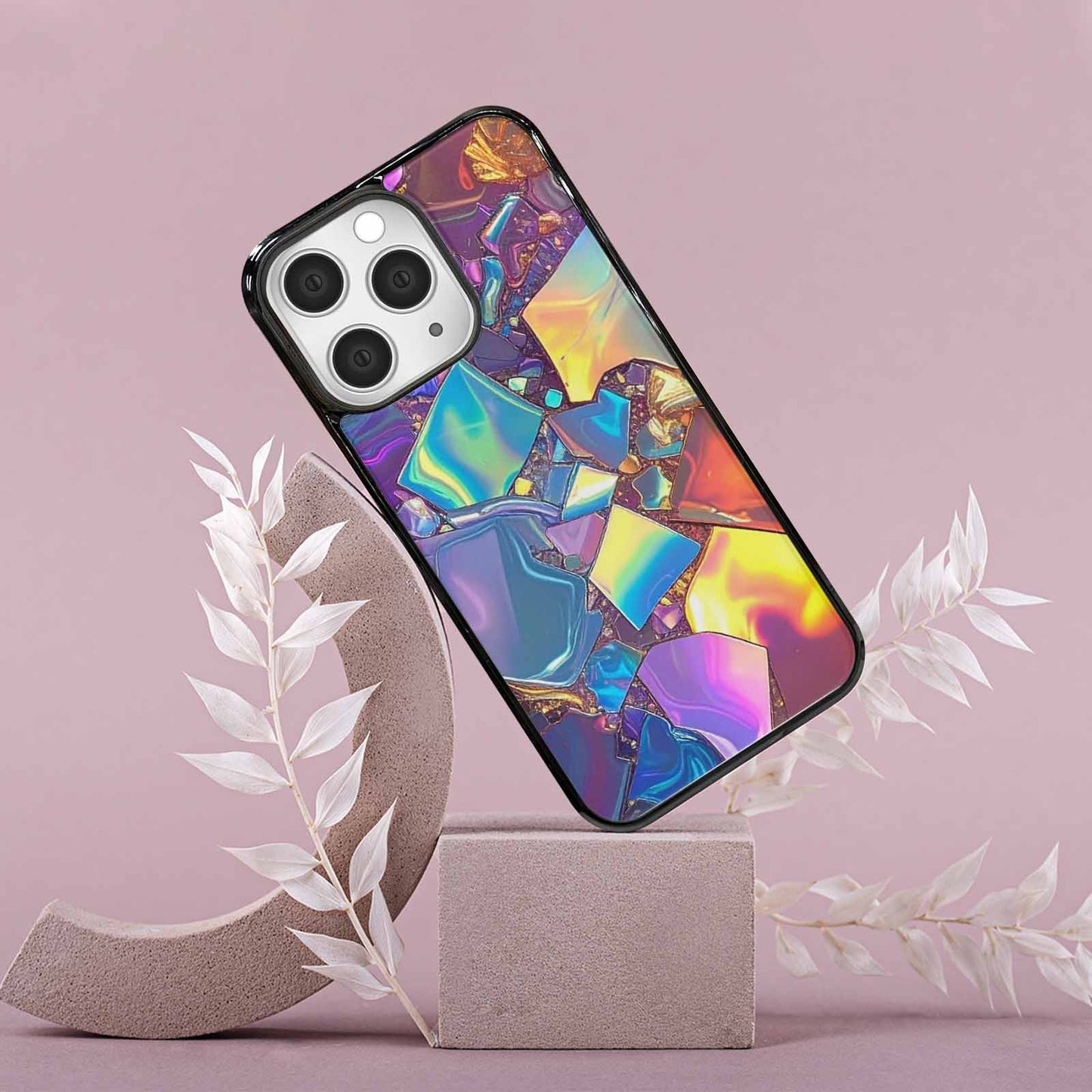 iPhone 15 Pro Max Case — Holographic Iridescent Shimmer Pattern Hundreds Of, Personalized Phone Case