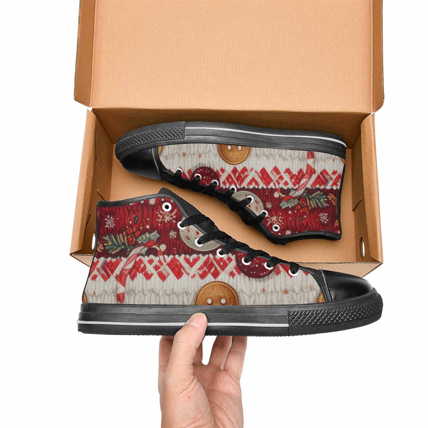 WOMEN'S Christmas Holly Snowflake High Top Canvas Aesthetic Shoes