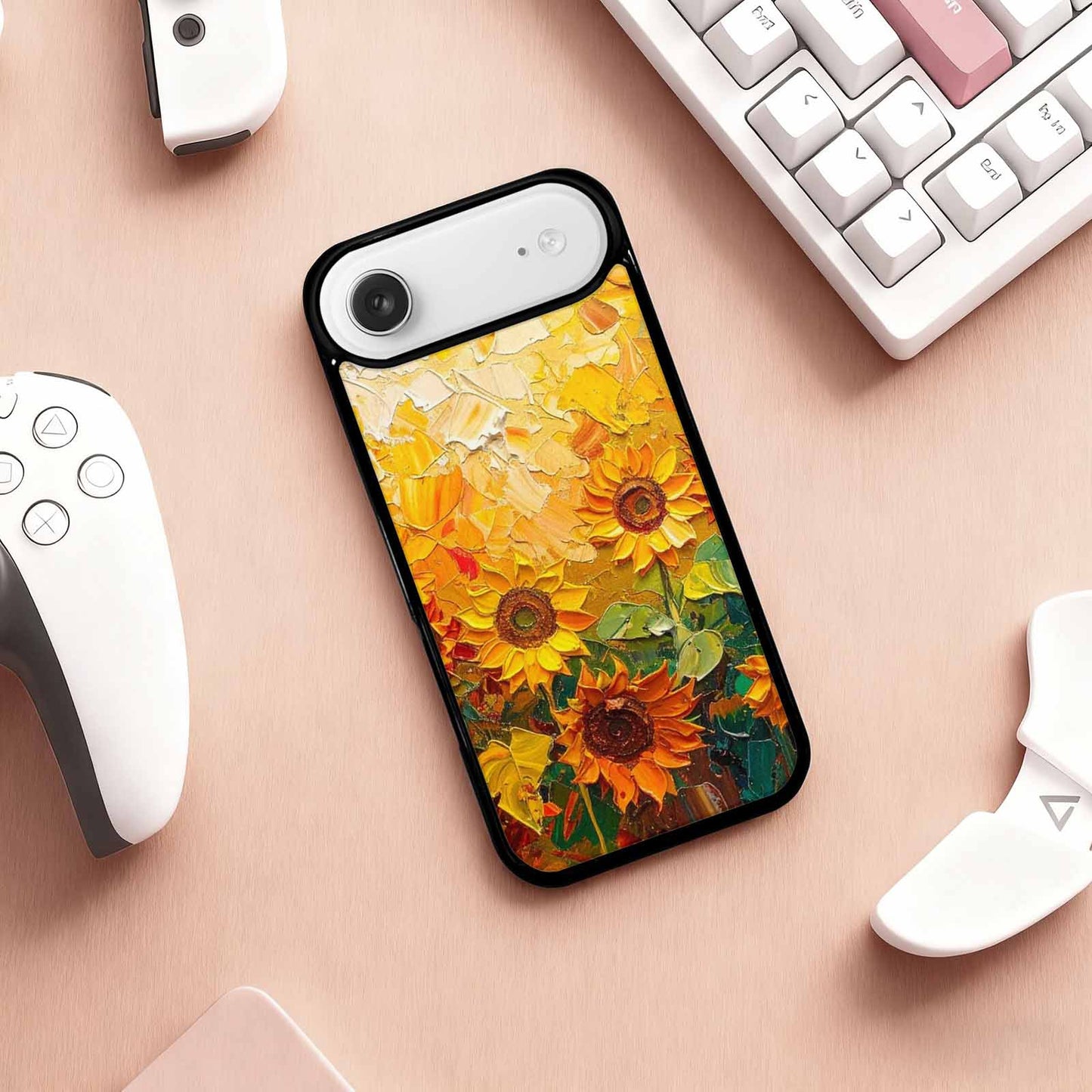 iPhone 17 Air Case — Impressionist Sunflower Brushstroke Pattern Hundreds Floral, Personalized Phone Case