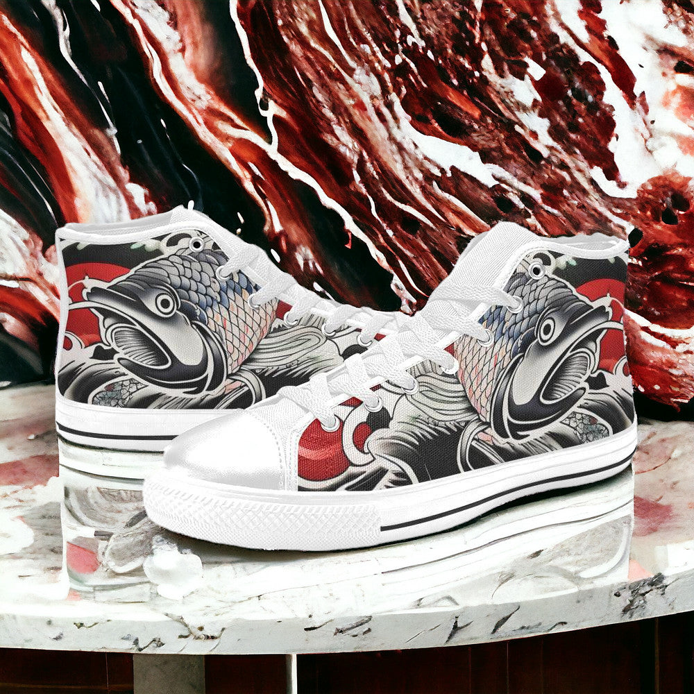 Tenis Zapatos Japoneses De Moda Hombres Japoneses Del Arte Del Pez