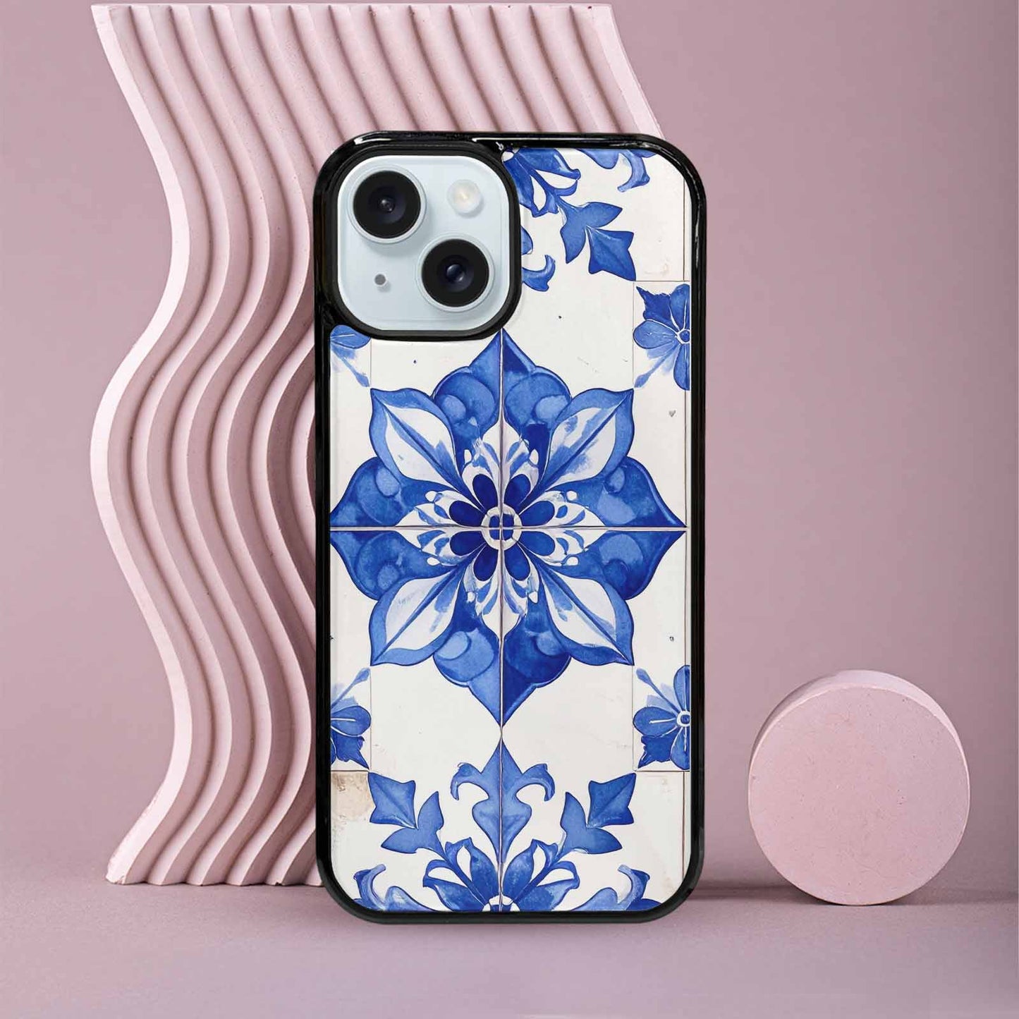 iPhone 15 Case — Mexican Talavera Tile Pattern Floral Geometric, Personalized Phone Case