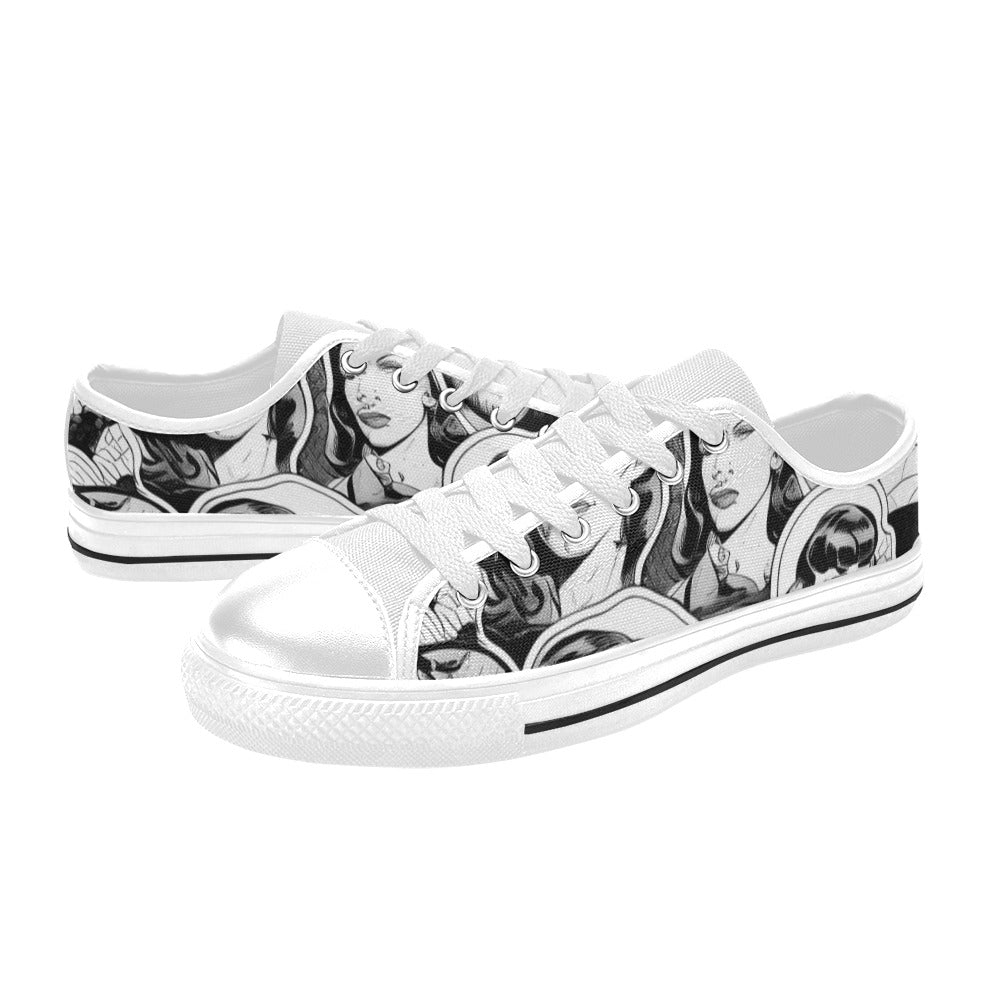 WOMEN'S Cc Retro Faces 2 Canvas Cottagecore Custom Shoes