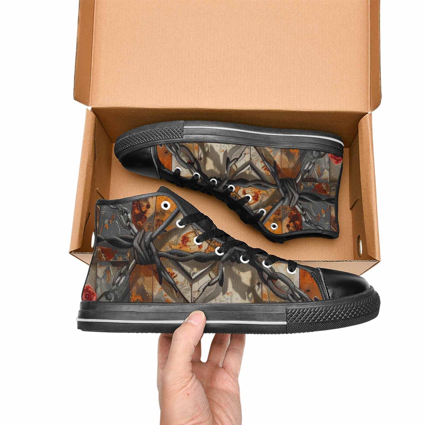 WOMEN'S Barbed Wire Chain High Top Canvas Dreamcore Sneakers