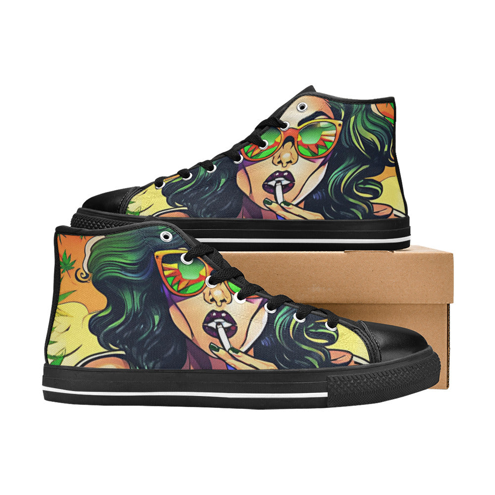 MEN'S Comic Book Art Woman High Top Canvas Aesthetic Custom Shoes