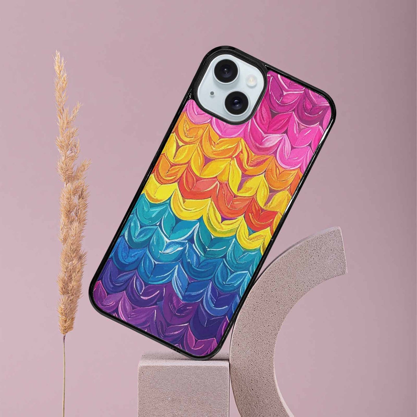 iPhone 15 Plus Case — Pansexual Flag Color Theme Small Rainbow, Custom Printed Phone Case