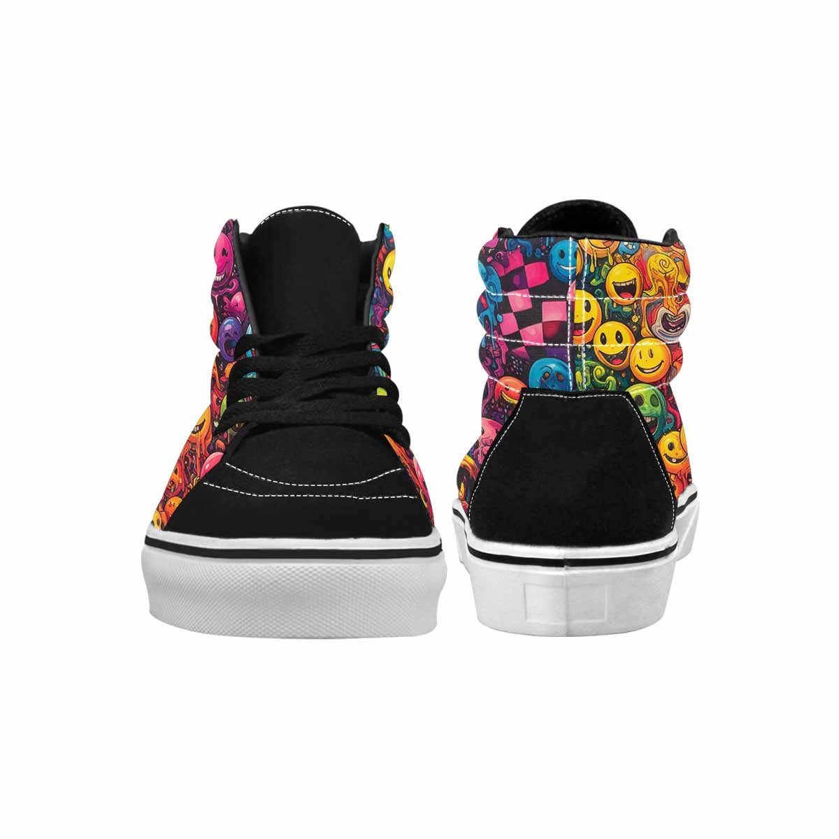 WOMEN'S Yellow Smiley Face High Top Canvas Vibrant Chaos Custom Shoes