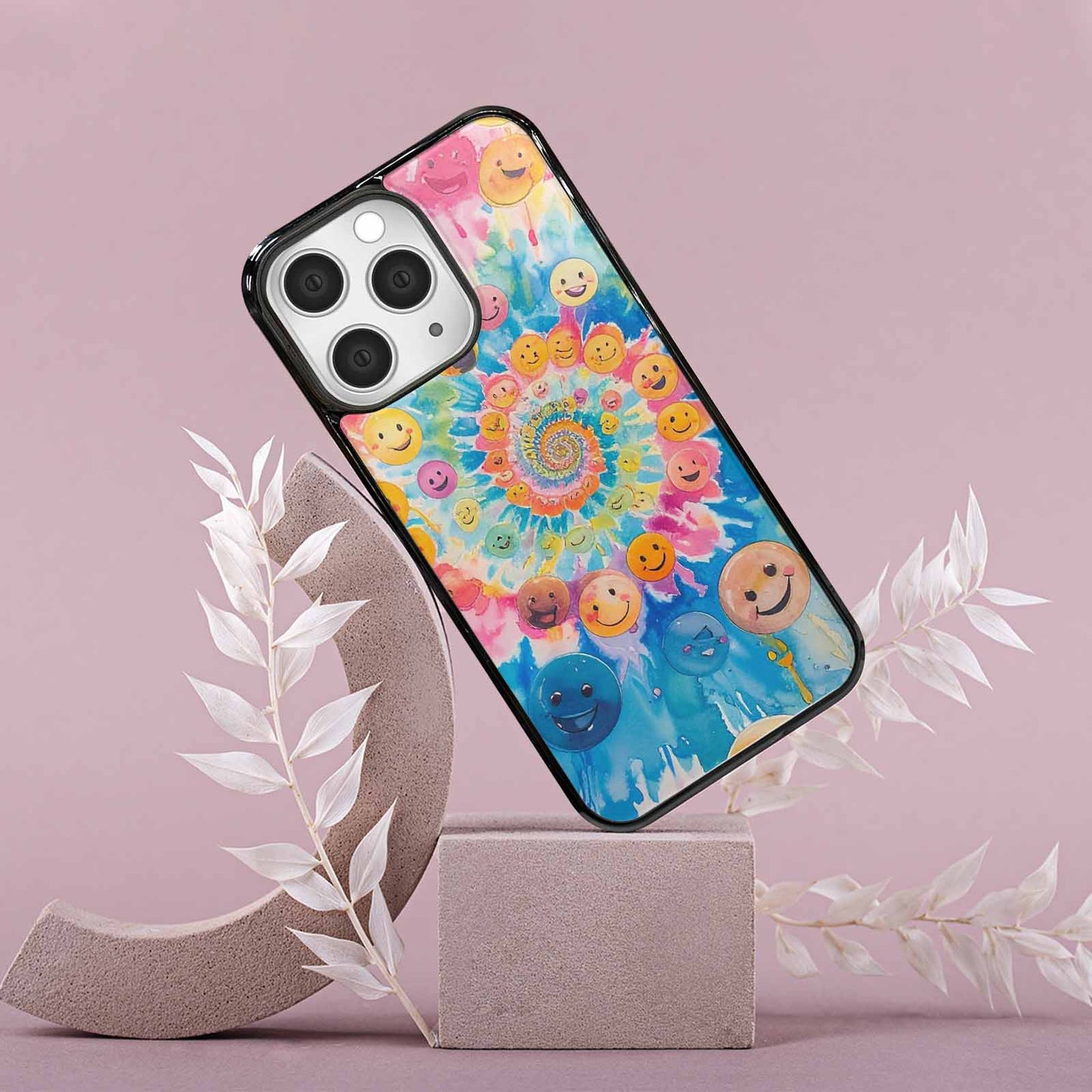 iPhone 15 Pro Max Case — Smiley Facessmiley Faces Tie D, Custom Printed Phone Case