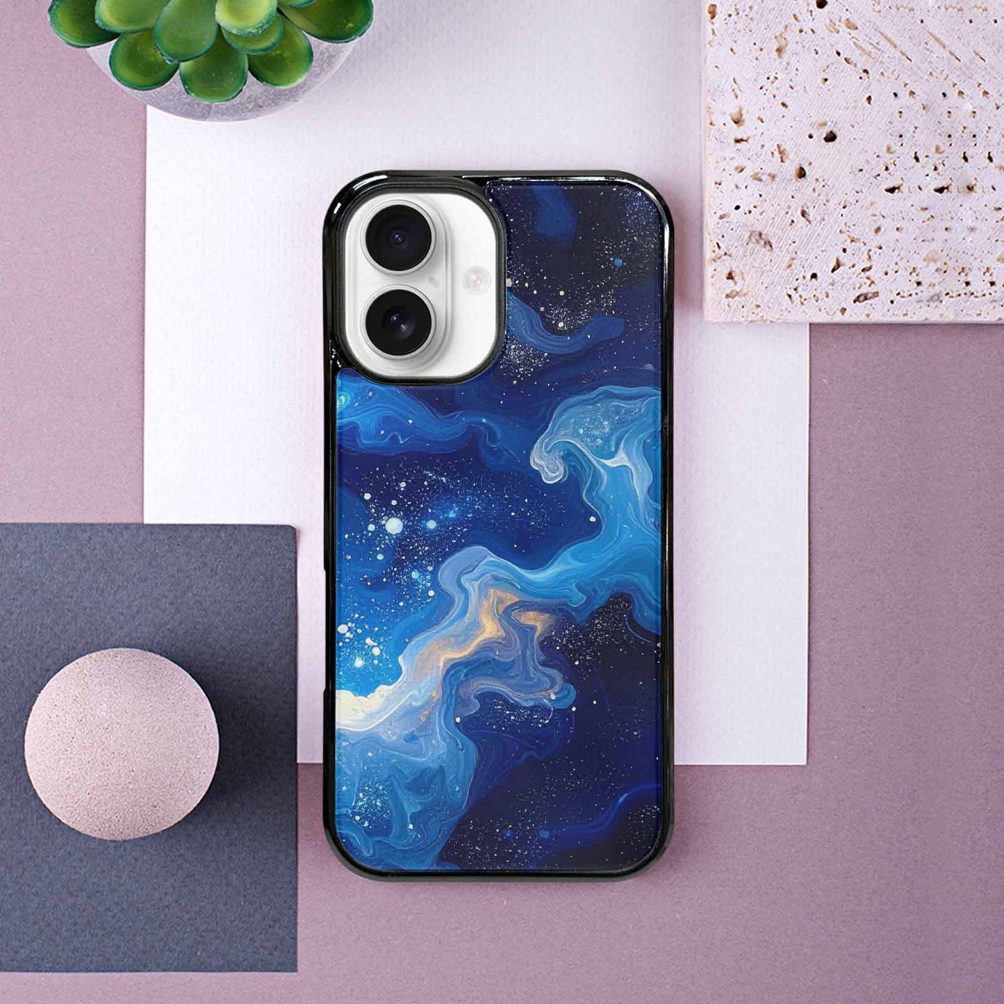 iPhone 16 Case — Galaxy Art Blue Starfield Small Galaxy, Personalized Phone Case