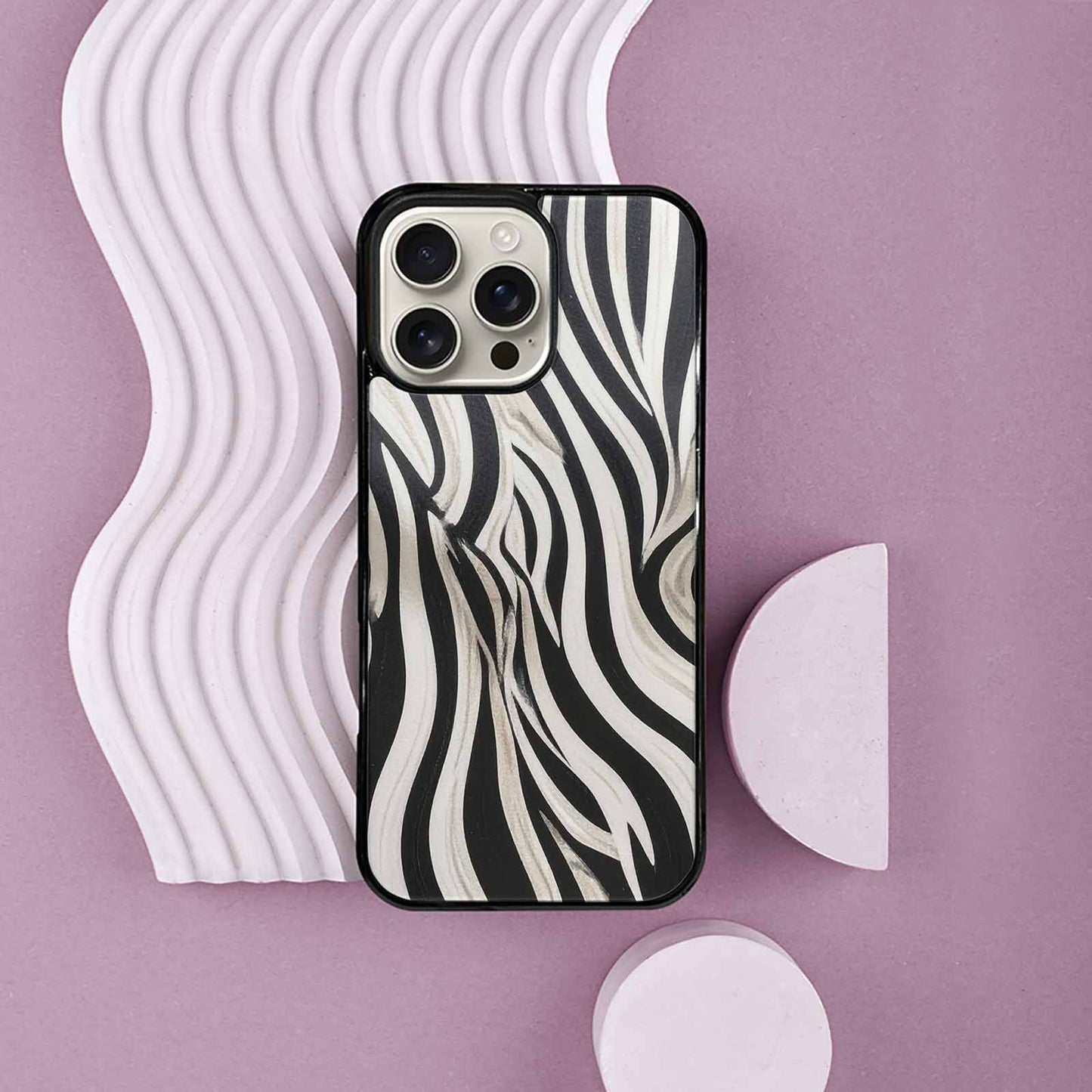 iPhone 16 Pro Max Case — Modern Zebra Stripe, Original Design Phone Case