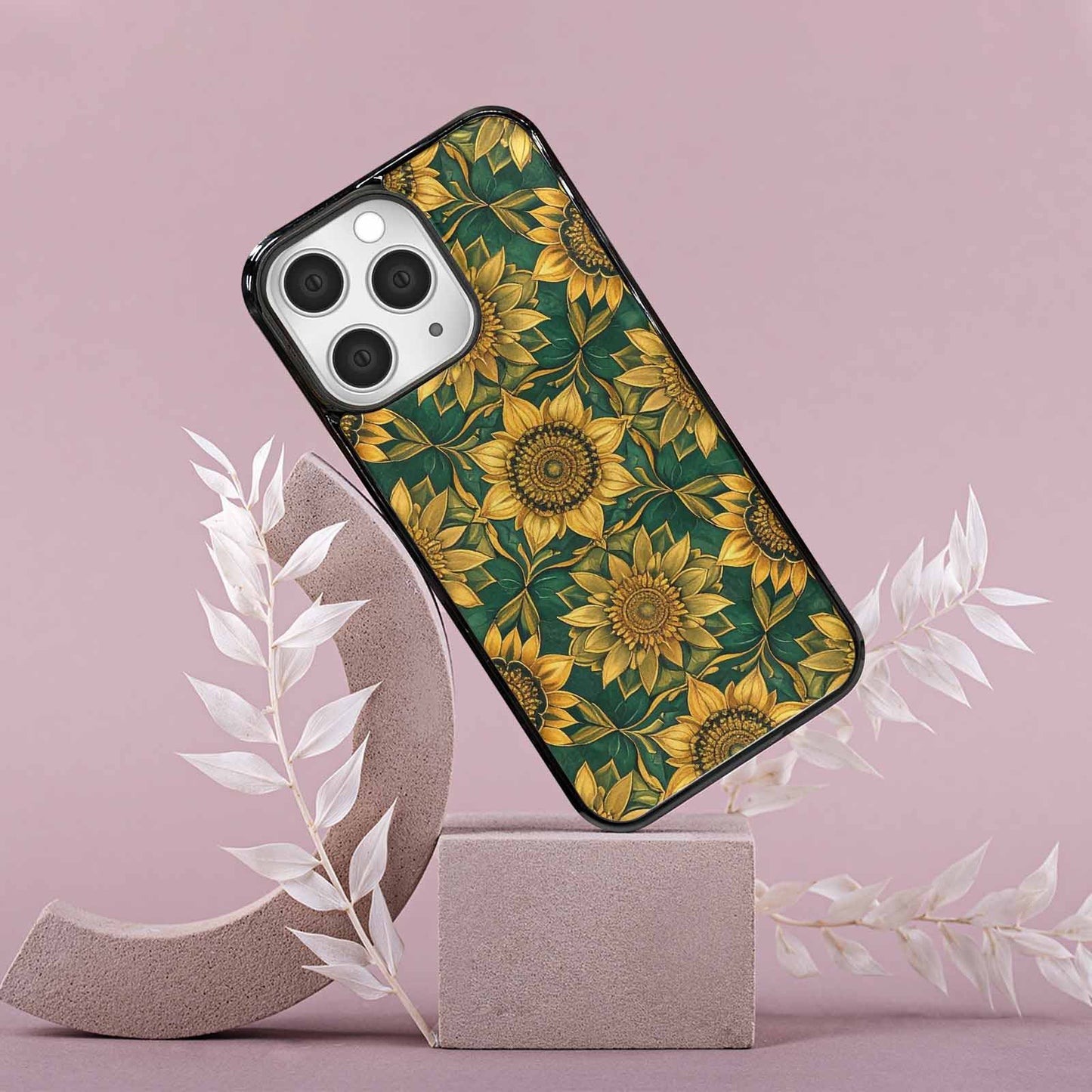 iPhone 15 Pro Max Case — Sunflower Mandala Kaleidoscope Custom, Customized Protective Case