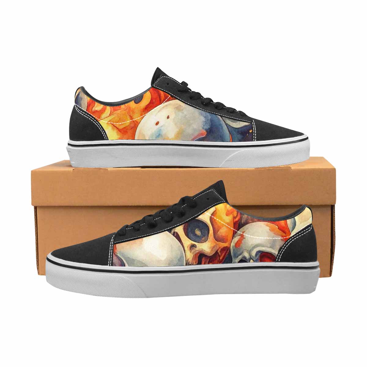WOMEN'S Skulls - Flaming Canvas Lace-Up Dreamcore Sneakers