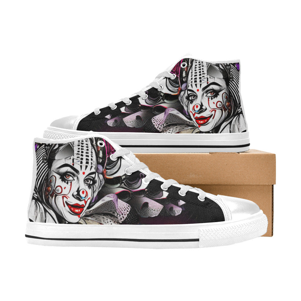 MEN'S Clown Woman Men’S High Top Canvas Surreal Custom Sneakers