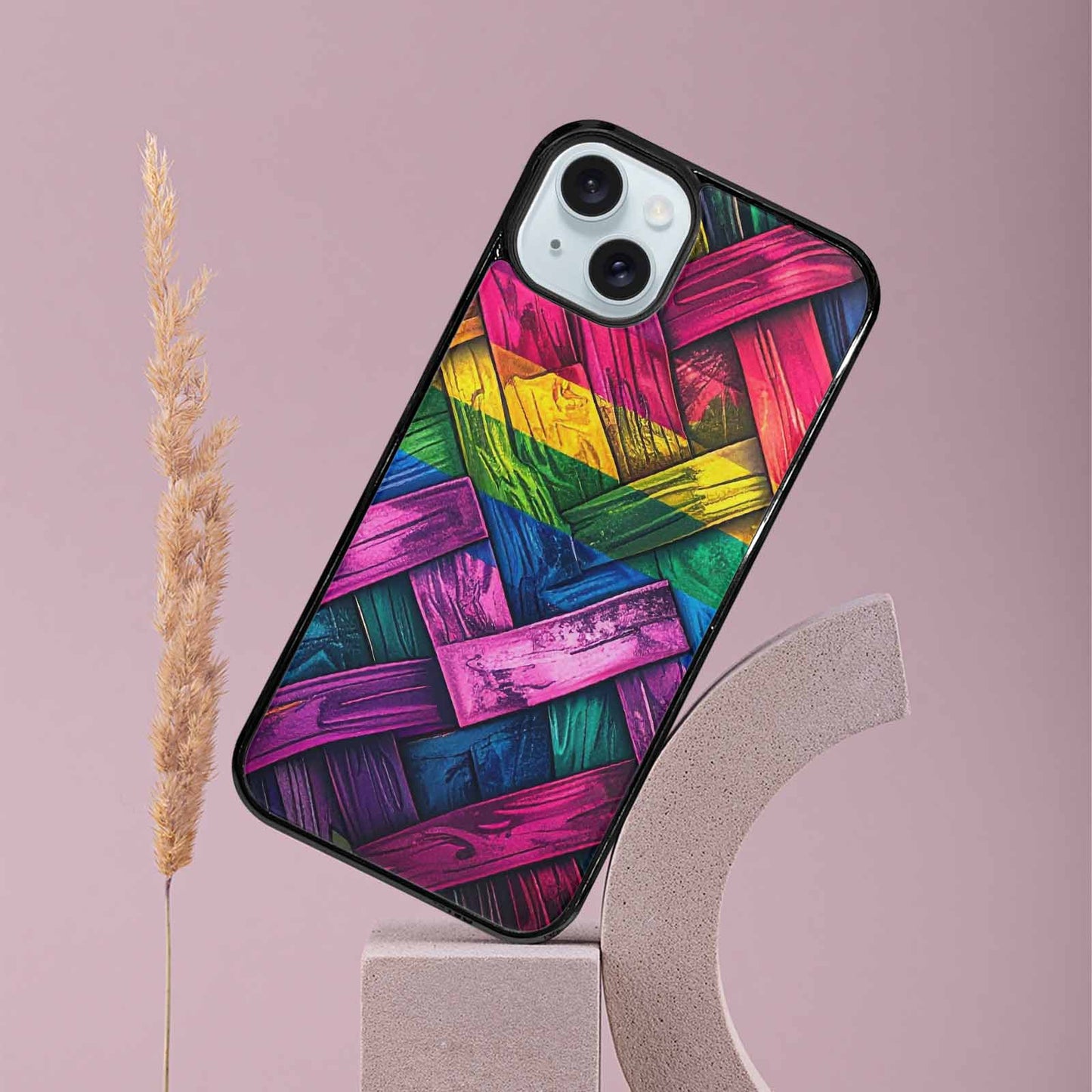 iPhone 15 Plus Case — Polysexual Flag Color Theme Small Rainbow, Personalized Phone Case