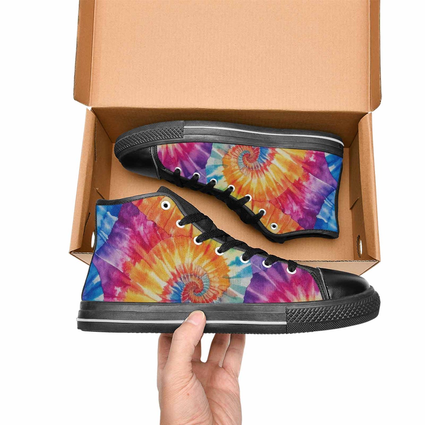 MEN'S Tie Dye Swirl High Top Canvas Dark Academia Sneakers