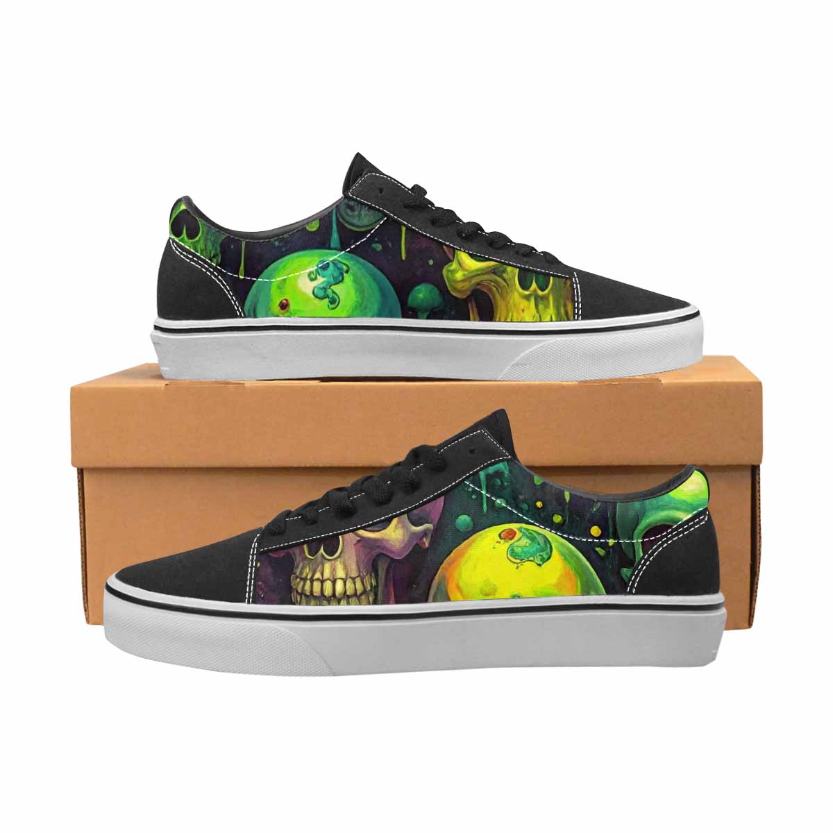 WOMEN'S More Overlapping Ontop Each Lace-Up Canvas Wallpaper Art Custom Sneakers
