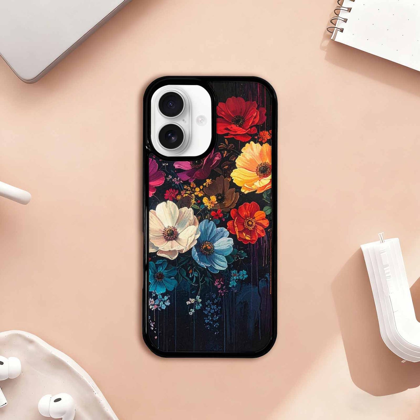 iPhone 17 Case — Shadowy Glitch Floral Pattern Floral, Custom Art Phone Cover