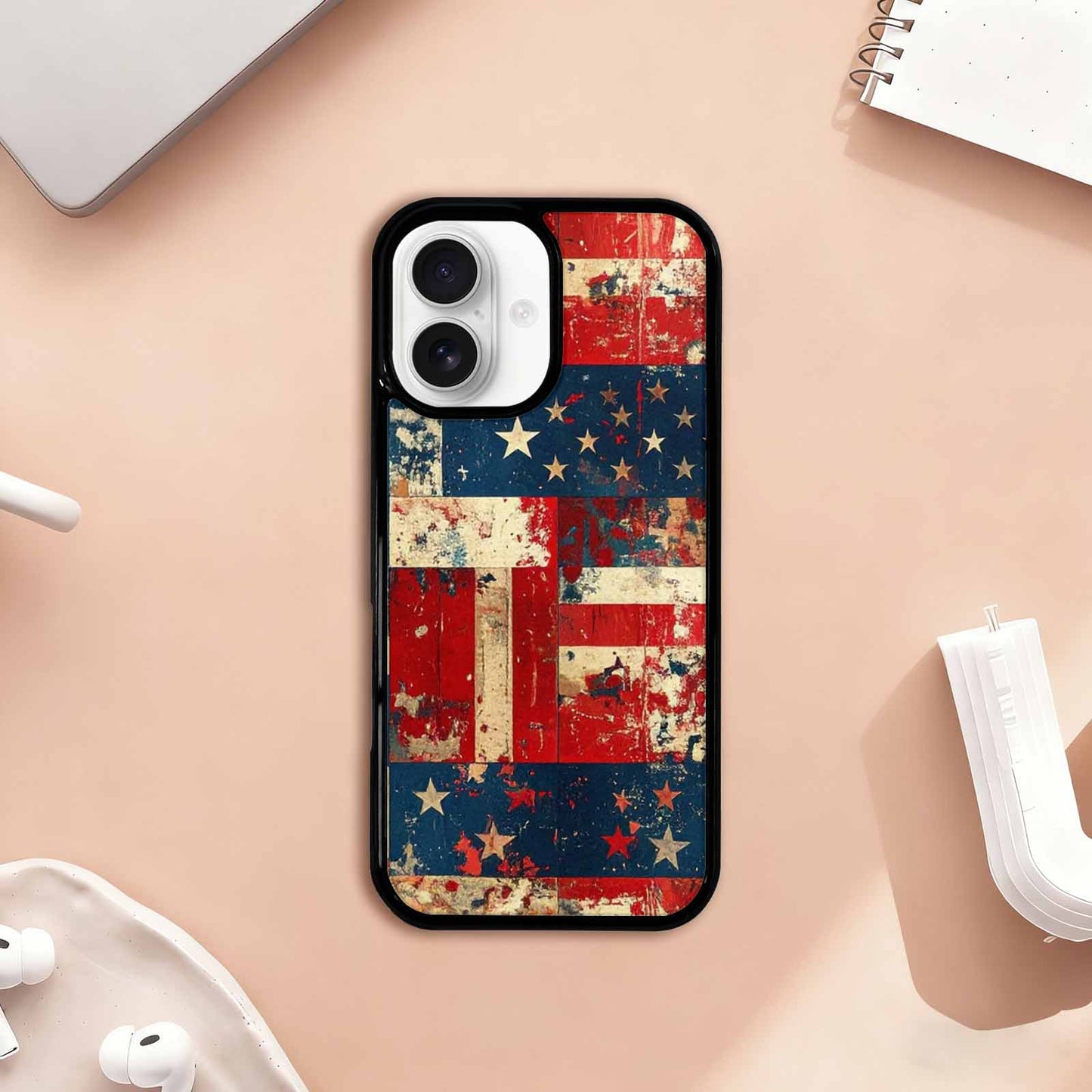 iPhone 17 Case — Small American Flag Stars Galaxy Space, Custom Designed Case Cover