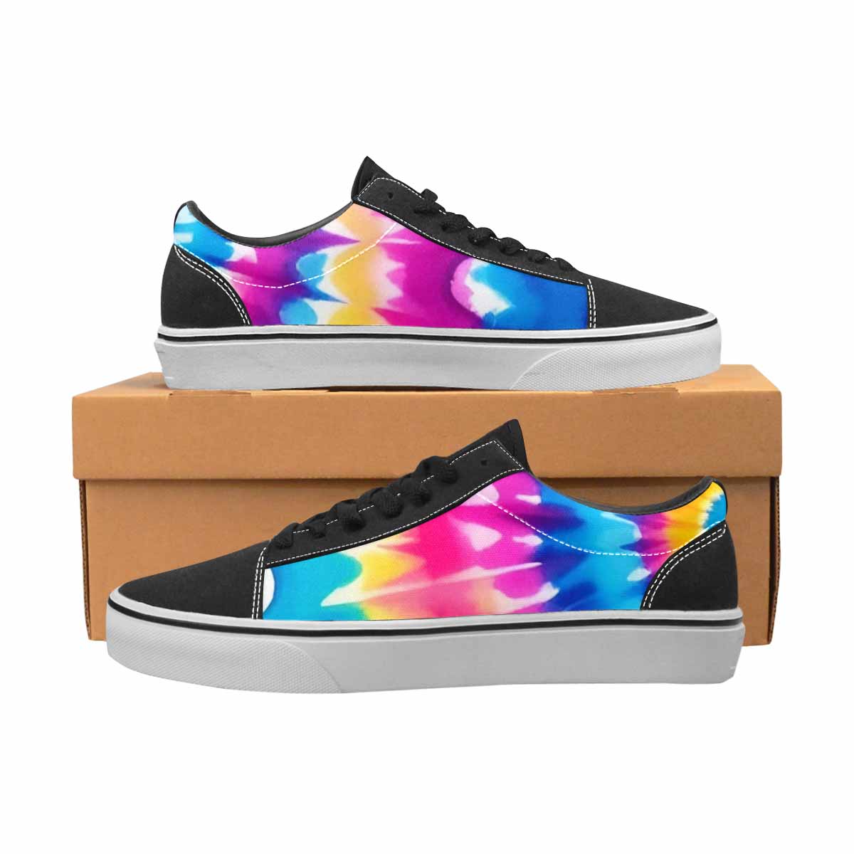 WOMEN'S Tie Dye Drip Canvas Lace-Up Vibrant Chaos Custom Sneakers