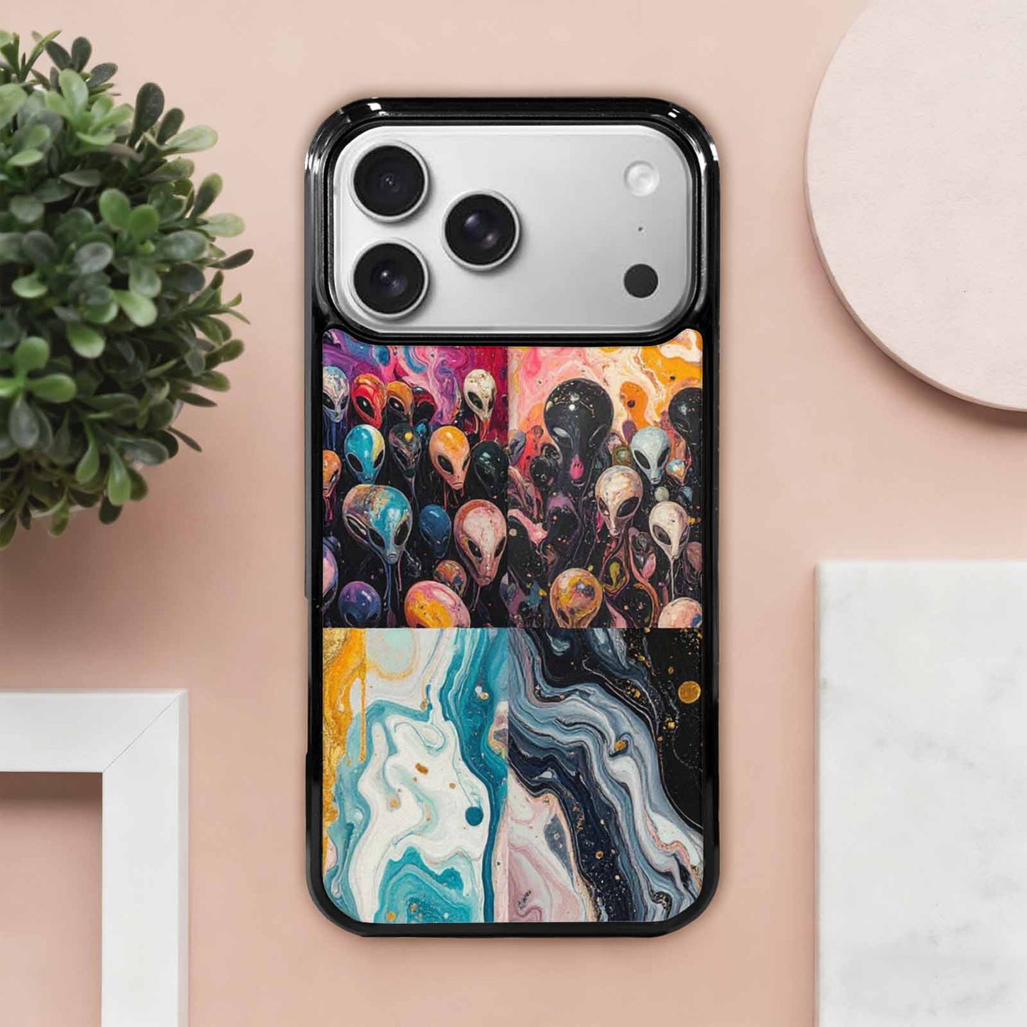 iPhone 17 Pro Max Case — Aliens Marblealiens Pattern Alien Scifi, Custom Printed Phone Case