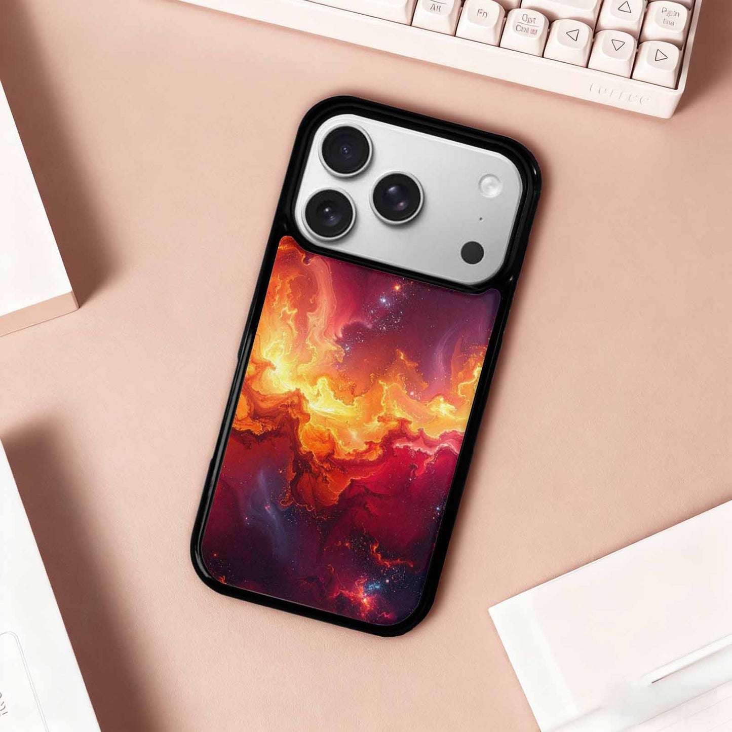 iPhone 17 Pro Case — Galaxy Art Red Orange Supernova Galaxy, Custom Designed Case Cover
