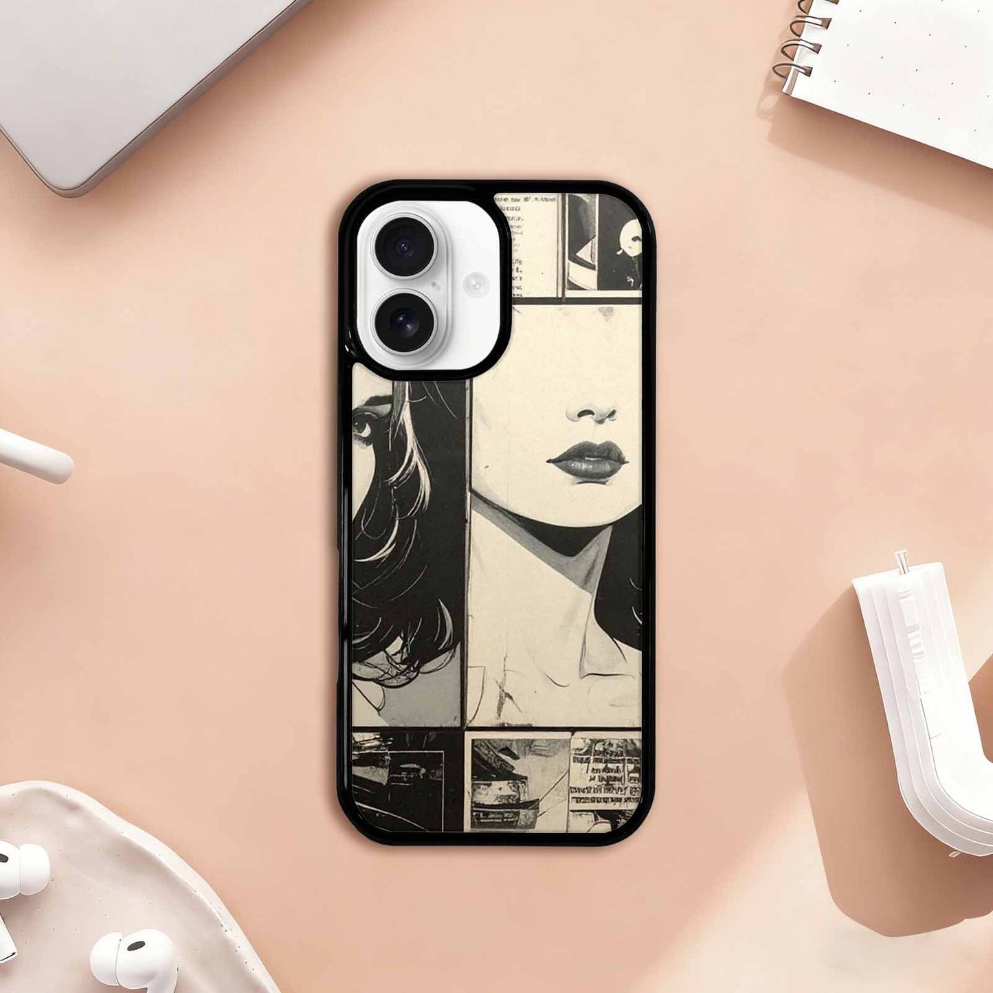 iPhone 17 Case — Black And White Solid Retro Vintage, Original Design Phone Case