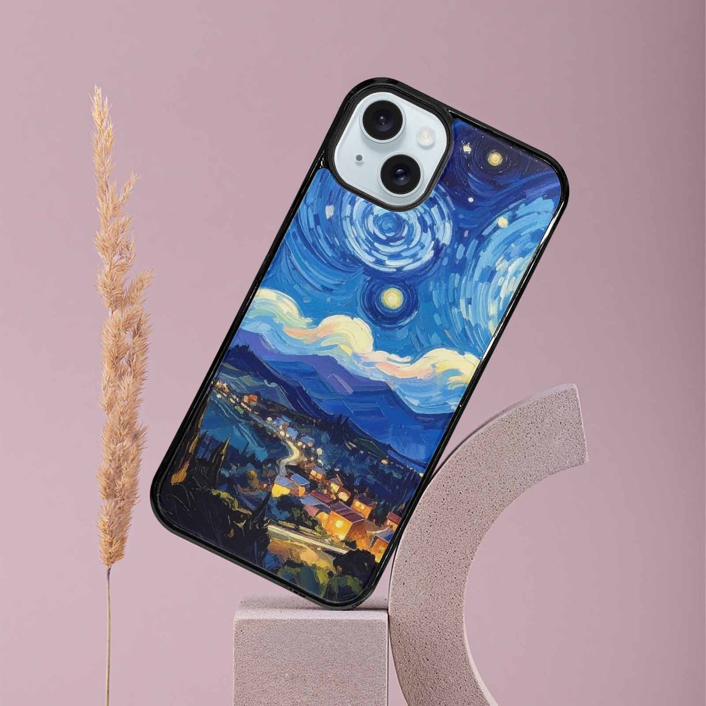 iPhone 15 Plus Case — Starry Night Van Gogh Paint Art, Custom Printed Phone Case