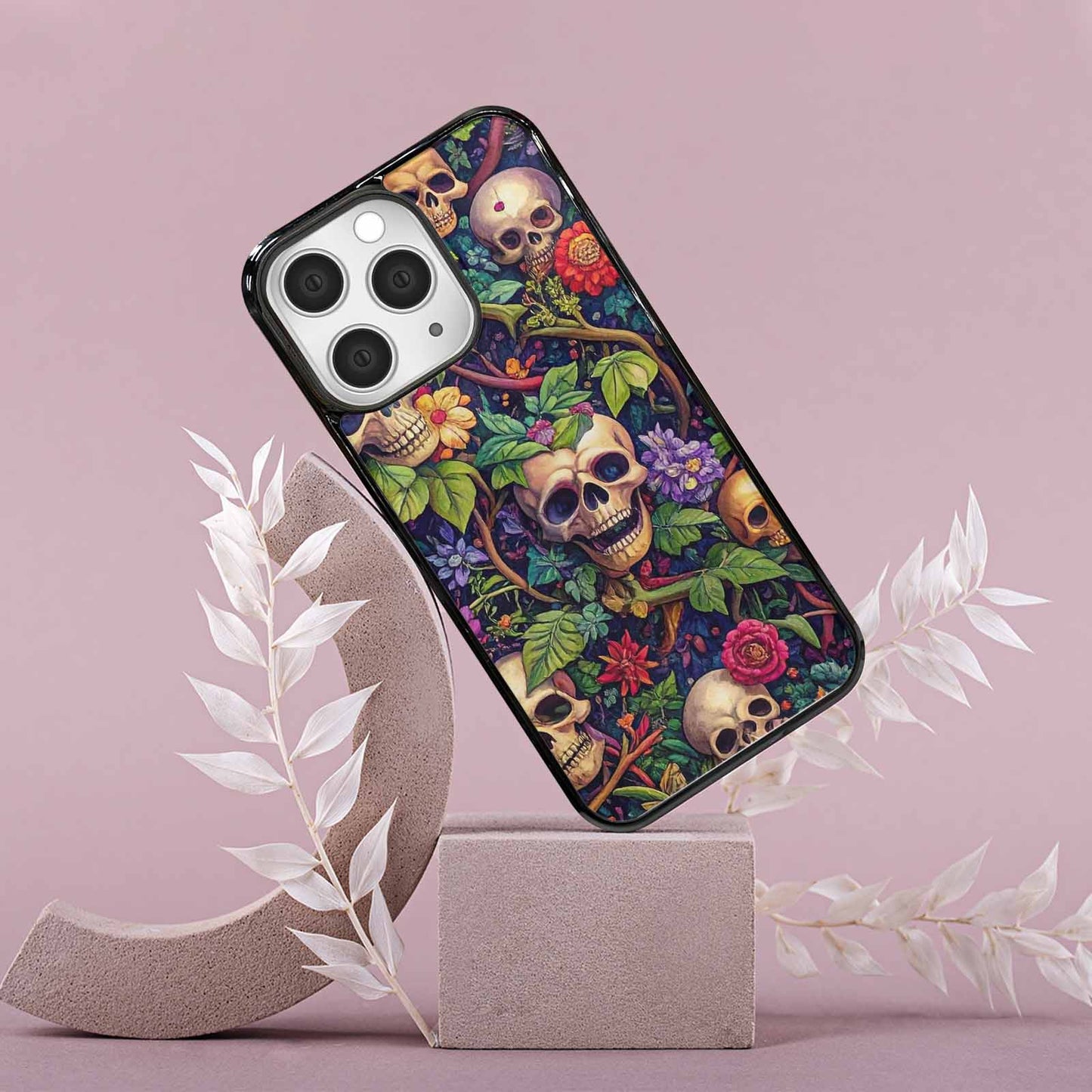 iPhone 15 Pro Max Case — Skulls Botanicalskulls Pattern, Custom Designed Case Cover