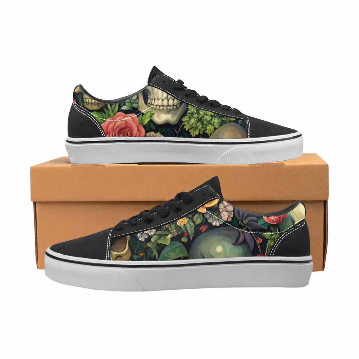WOMEN'S Skulls Botanical Skulls Lace-Up Canvas Aesthetic Custom Shoes