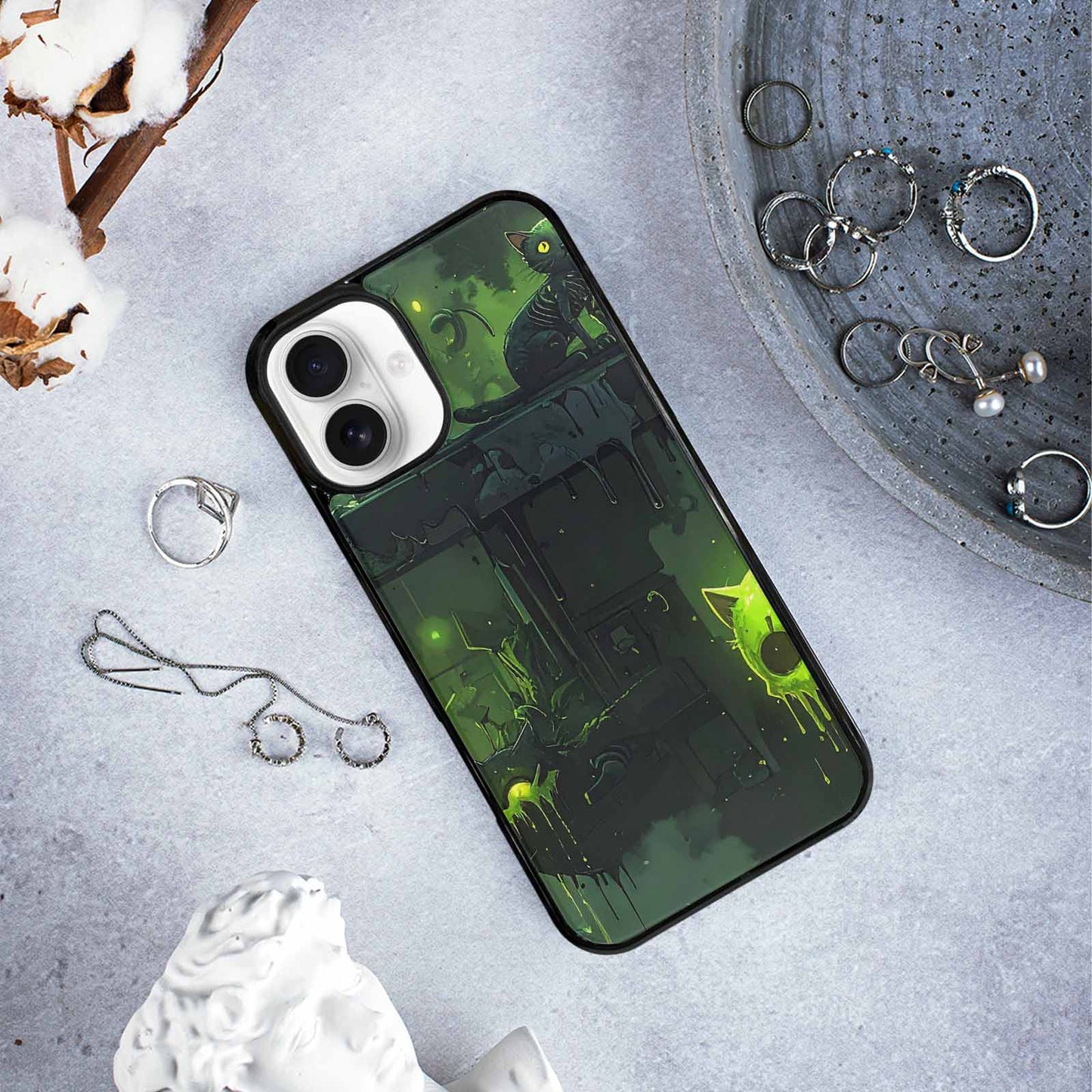 iPhone 16 Plus Case — Toxic Melting Skeleton Cats Small Toxic, Personalized Phone Case
