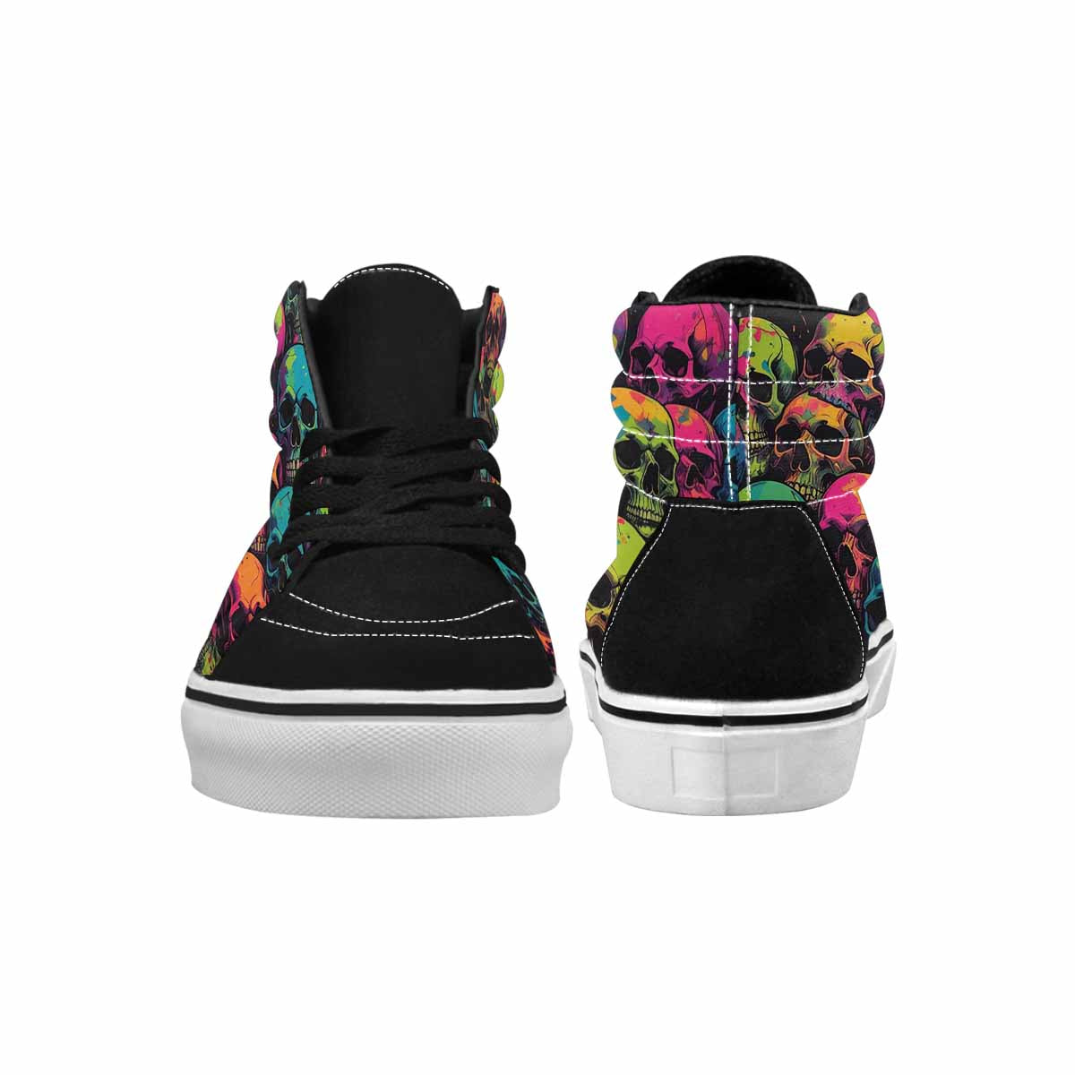 MEN'S 1000s Skulls Neon Camo High Top Canvas Cottagecore Custom Sneakers