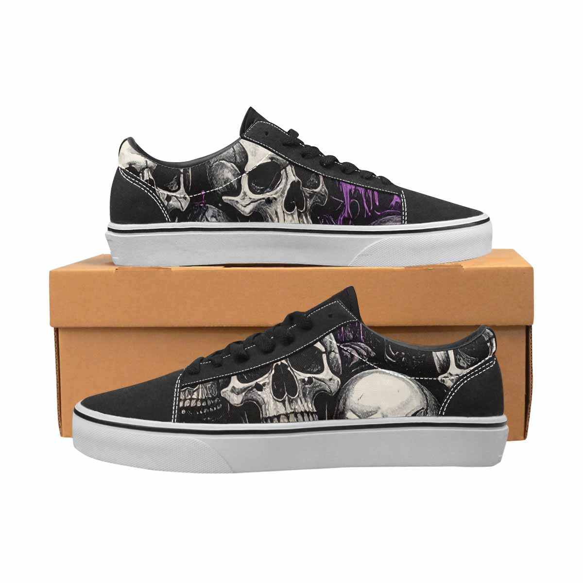 WOMEN'S Rainbow From Skull S Lace-Up Canvas Vivid Sneakers