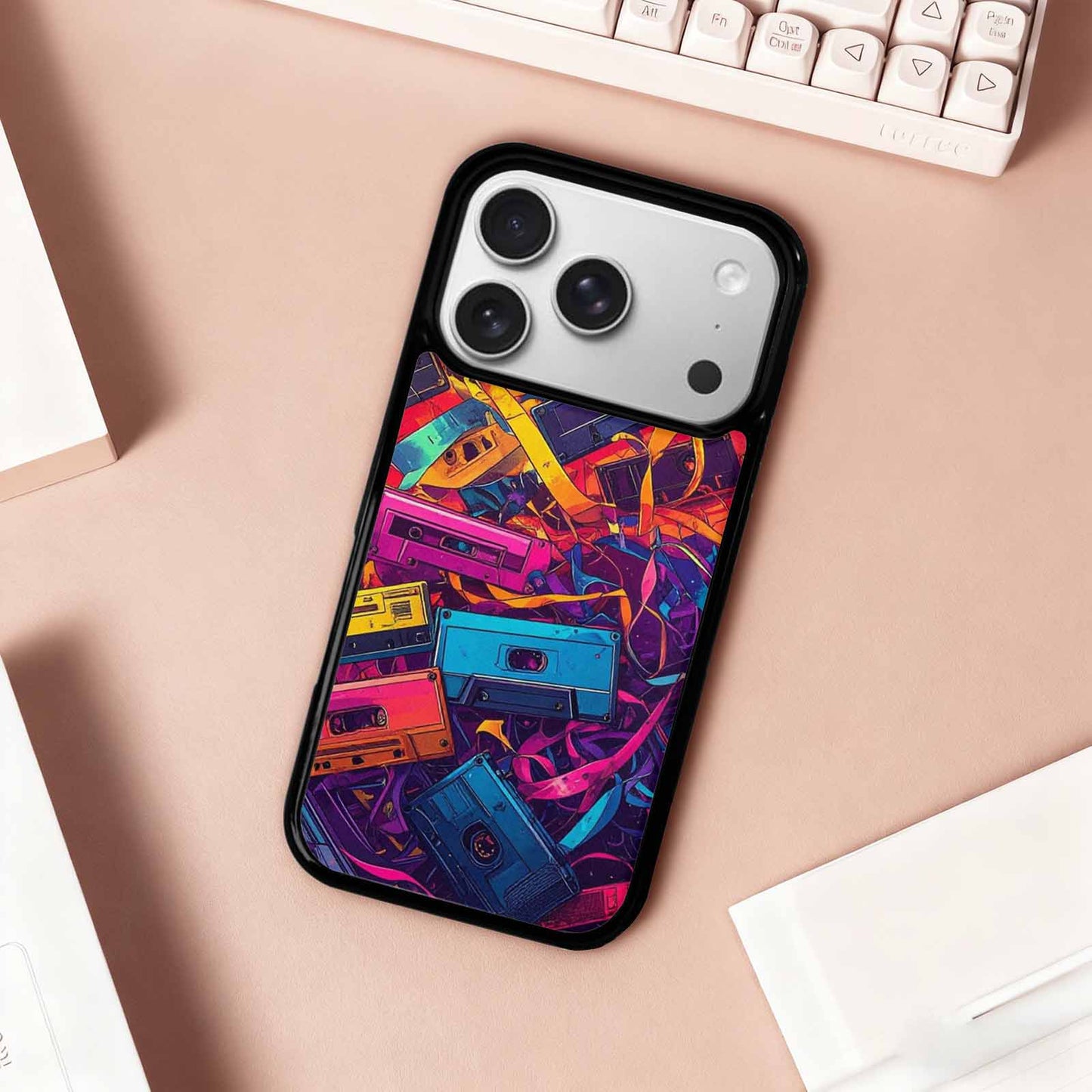 iPhone 17 Pro Case — Retro Cassette Tape Pattern Hundreds Retro, Custom Phone Case