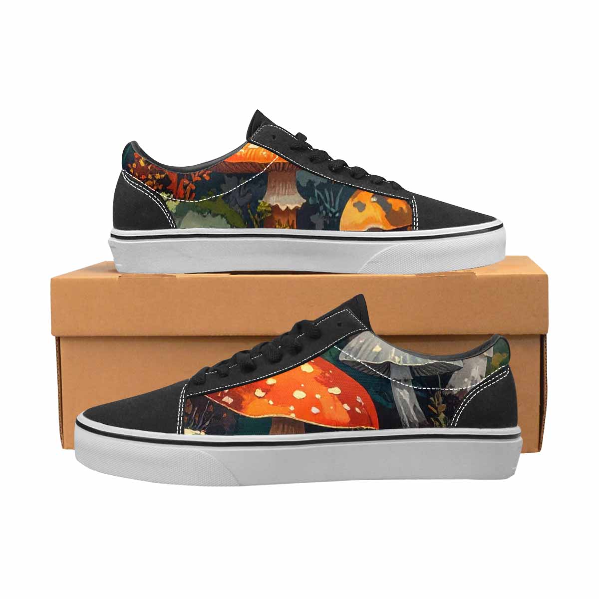 WOMEN'S Mushrooms Camo Mushrooms Lace-Up Canvas Cottagecore Sneakers