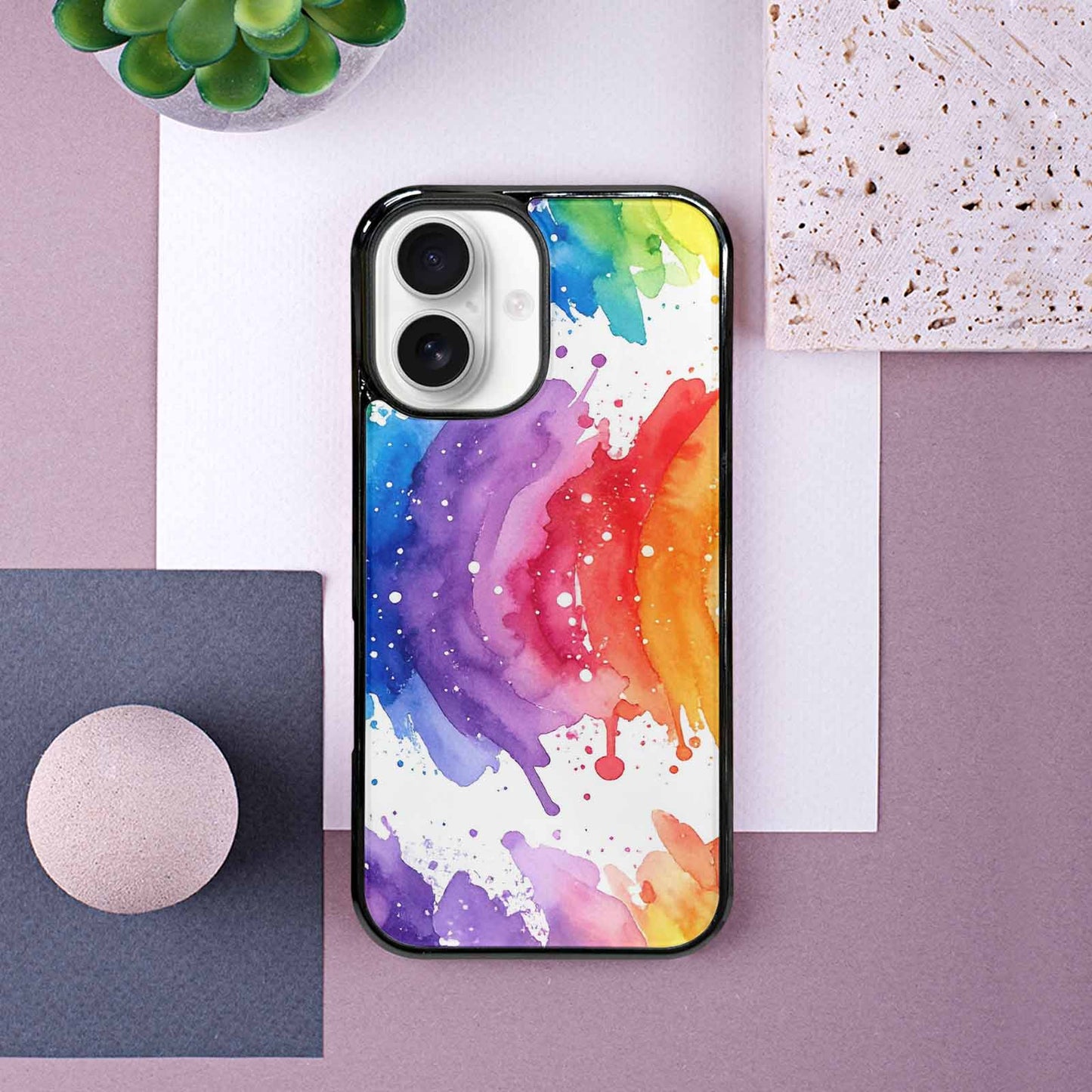 iPhone 16 Case — Watercolor Splash Abstract Pattern Seamless Repeat, Custom Art Phone Cover