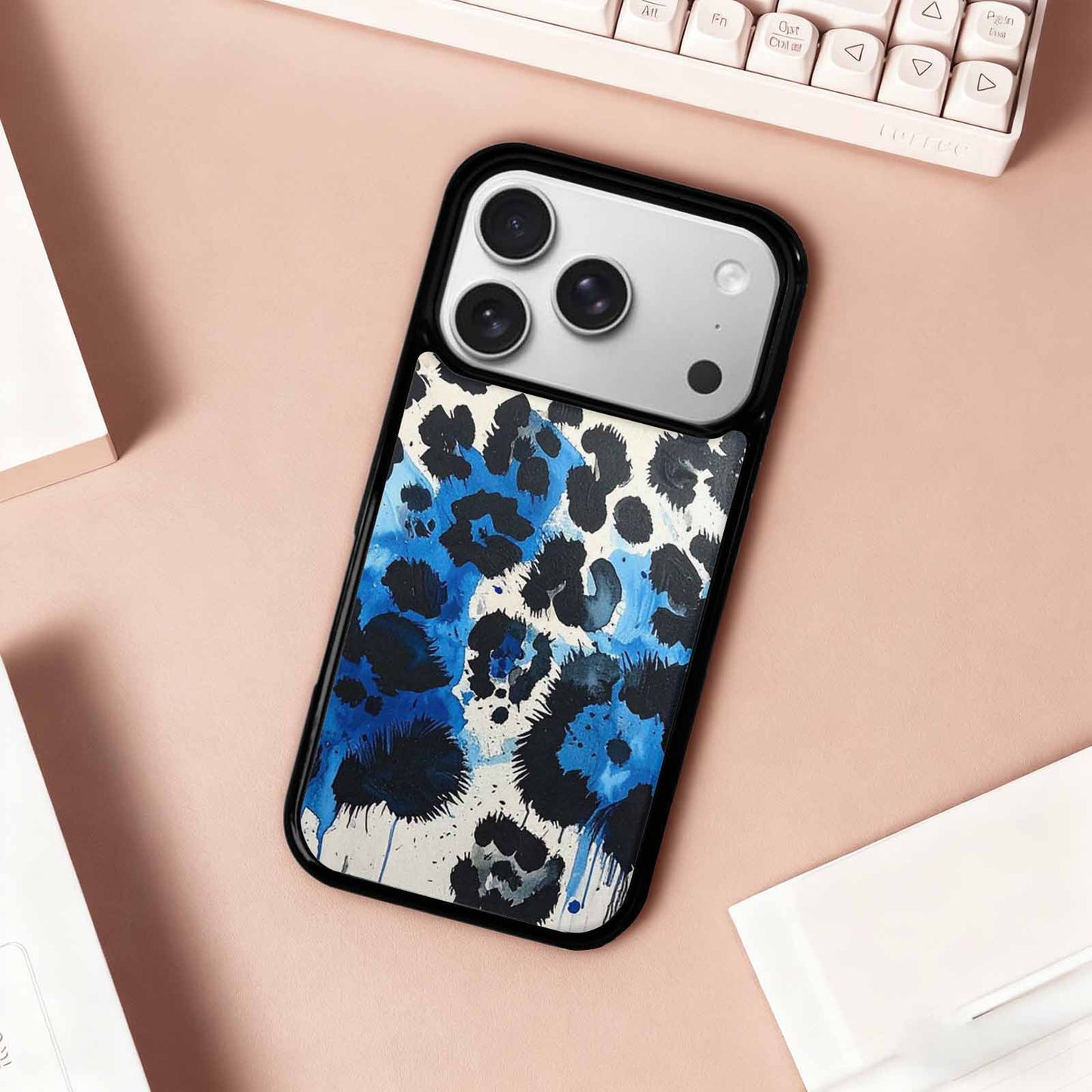 iPhone 17 Pro Case — Animal Print Black Blue Ink Animal, Custom Made Phone Cover