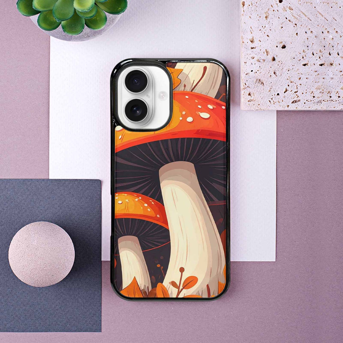 iPhone 16 Case — Bold Autumn Mushroom Bold Autumn Mushroom, Custom Made Phone Cover
