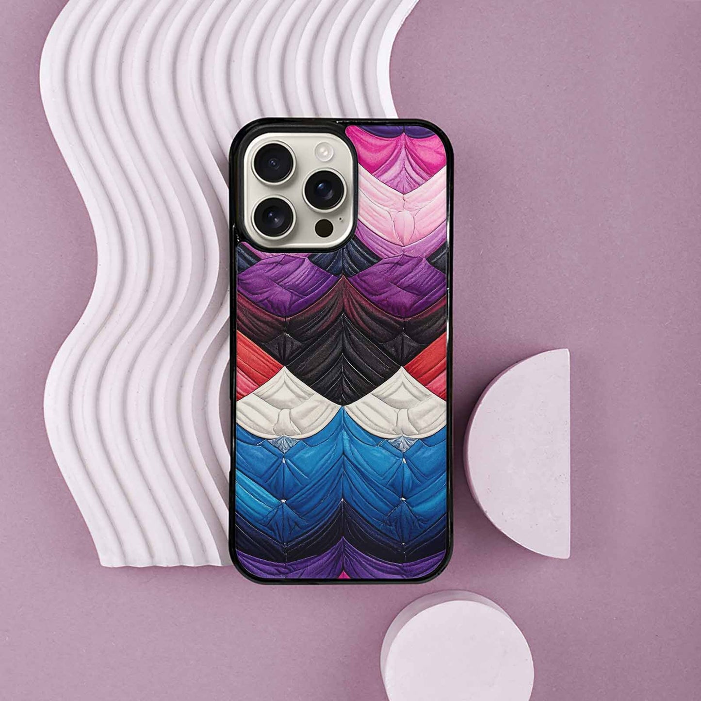 iPhone 16 Pro Max Case — Genderfluid Flag Color Theme Small Rainbow, Original Design Phone Case
