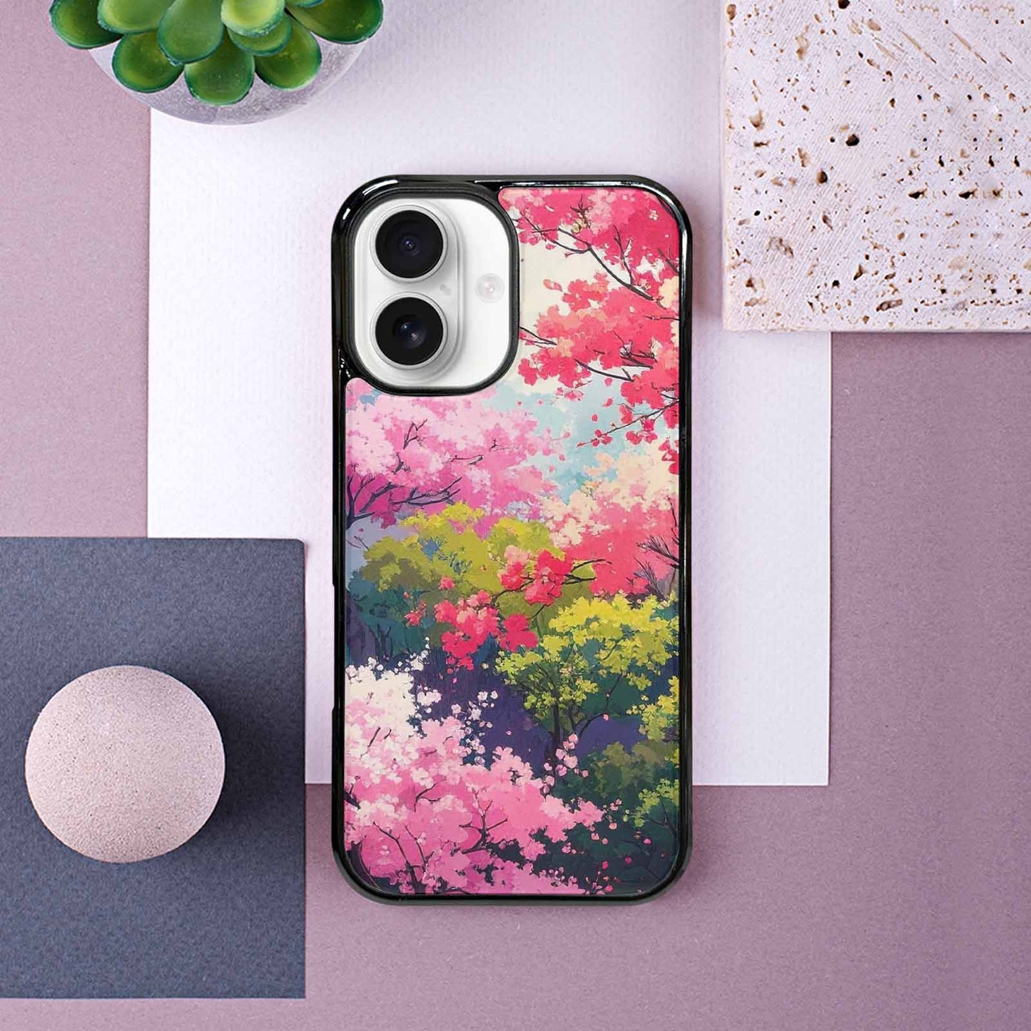 iPhone 16 Case — Cherry Blossom Branch Cherry Blo, Custom Print Case Cover