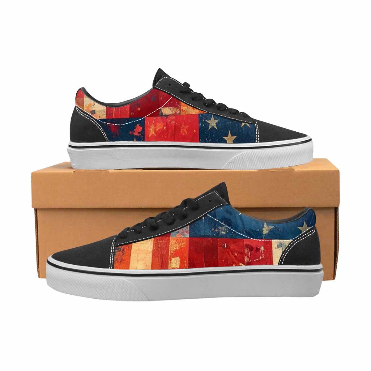 MEN'S American Flag Stars Canvas Lace-Up Grunge Custom Shoes