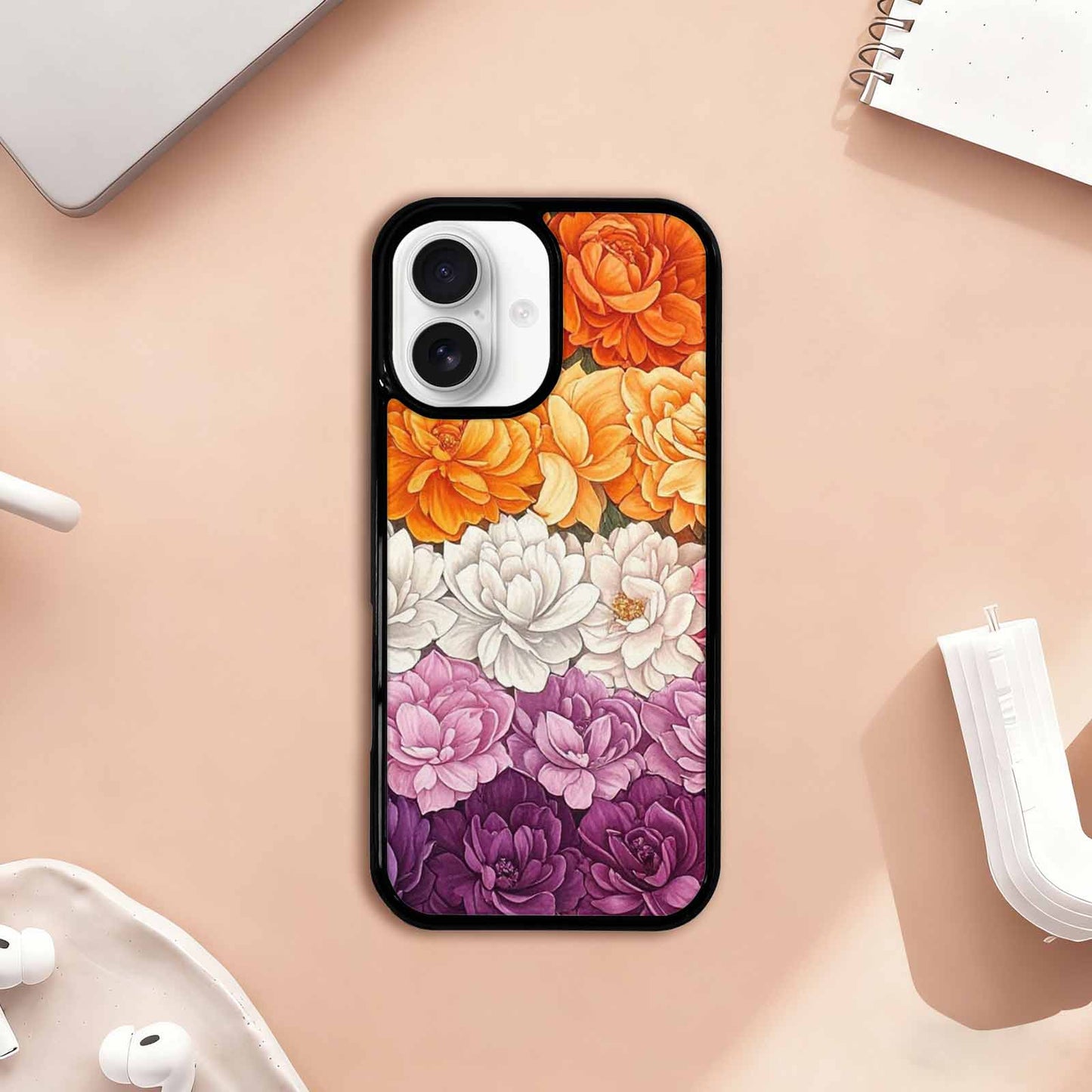 iPhone 17 Case — Lesbian Flag Color Theme Original Art, Customized Protective Case