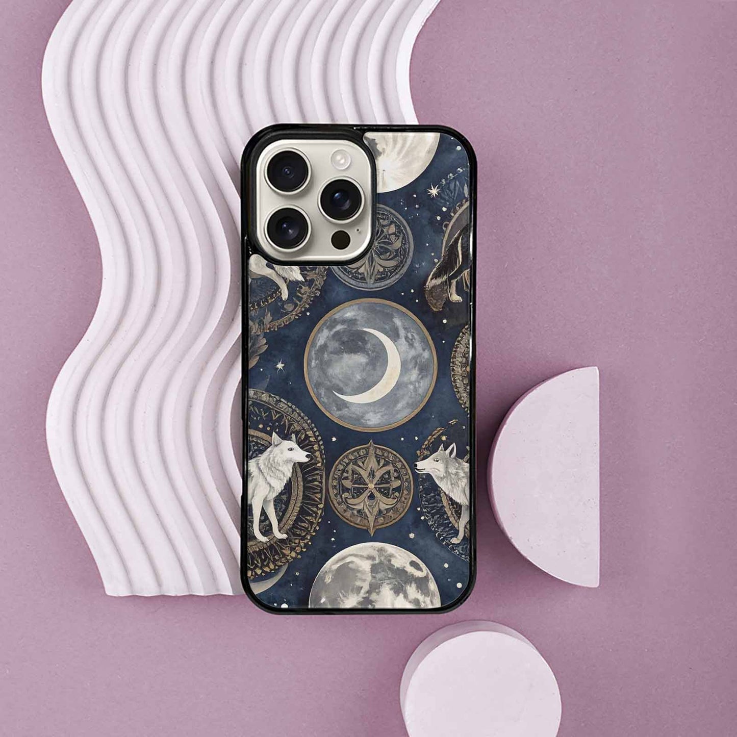 iPhone 16 Pro Max Case — Wolves Everywhere Collage Overlap Small Wolf, Custom Print Case Cover