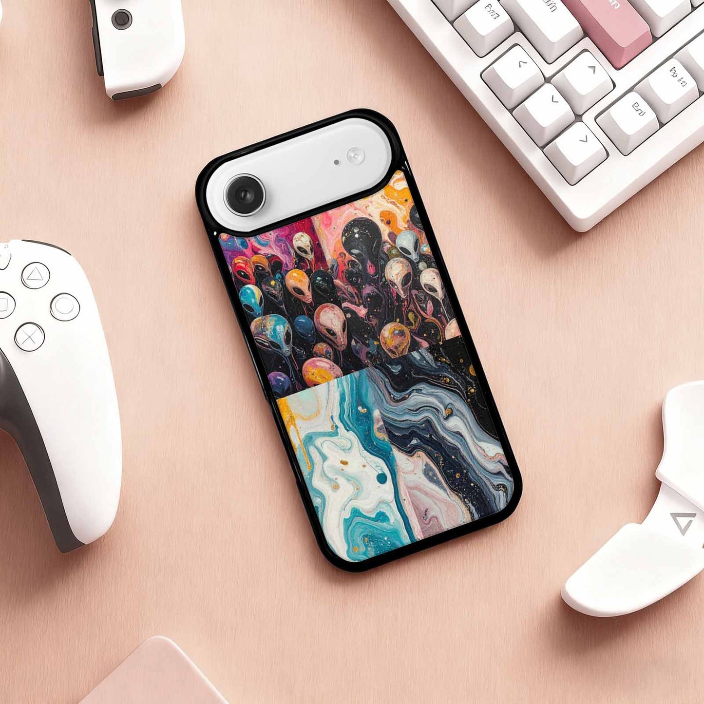 iPhone 17 Air Case — Aliens Marblealiens Pattern Dms Alien Scifi, Custom Print Case Cover