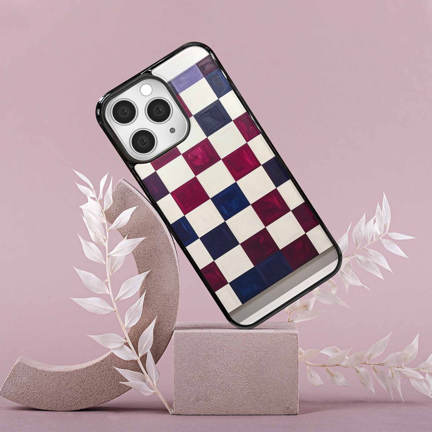 iPhone 15 Pro Max Case — Checkerboard Print, Custom Phone Case