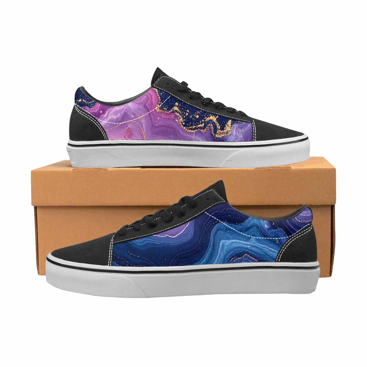 WOMEN'S Marble Galaxy Canvas Lace-Up Dark Academia Custom Sneakers