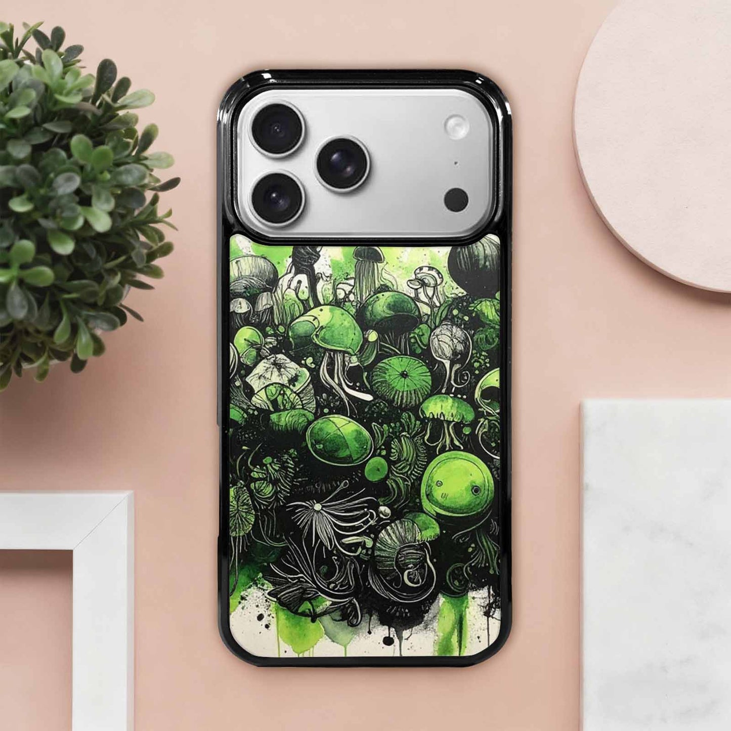 iPhone 17 Pro Max Case — Sea Creature Burst Black Original Art, Custom Designed Case Cover