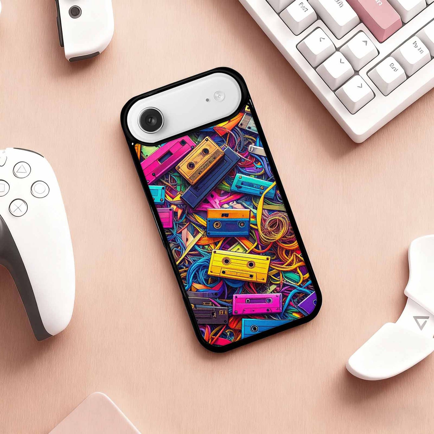 iPhone 17 Air Case — Retro Cassette Tape Pattern Hundreds Retro, Custom Art Phone Cover