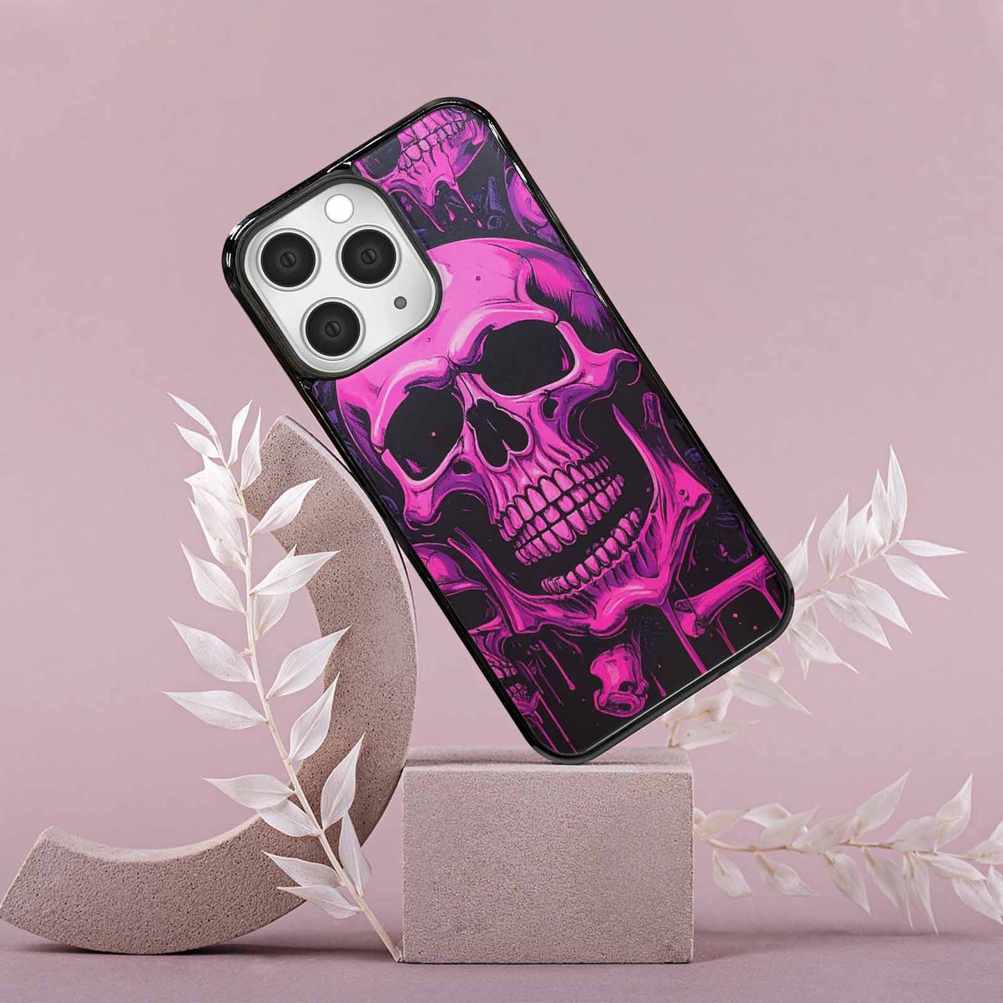 iPhone 15 Pro Max Case — Pink Purple Skeletons Neon Drip Melting, Customized Protective Case