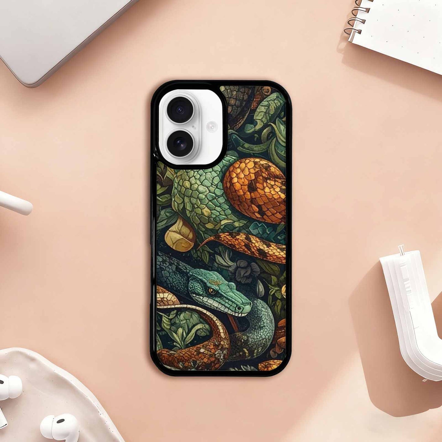 iPhone 17 Case — Small Snake Skin Reptile Original Art, Custom Print Case Cover