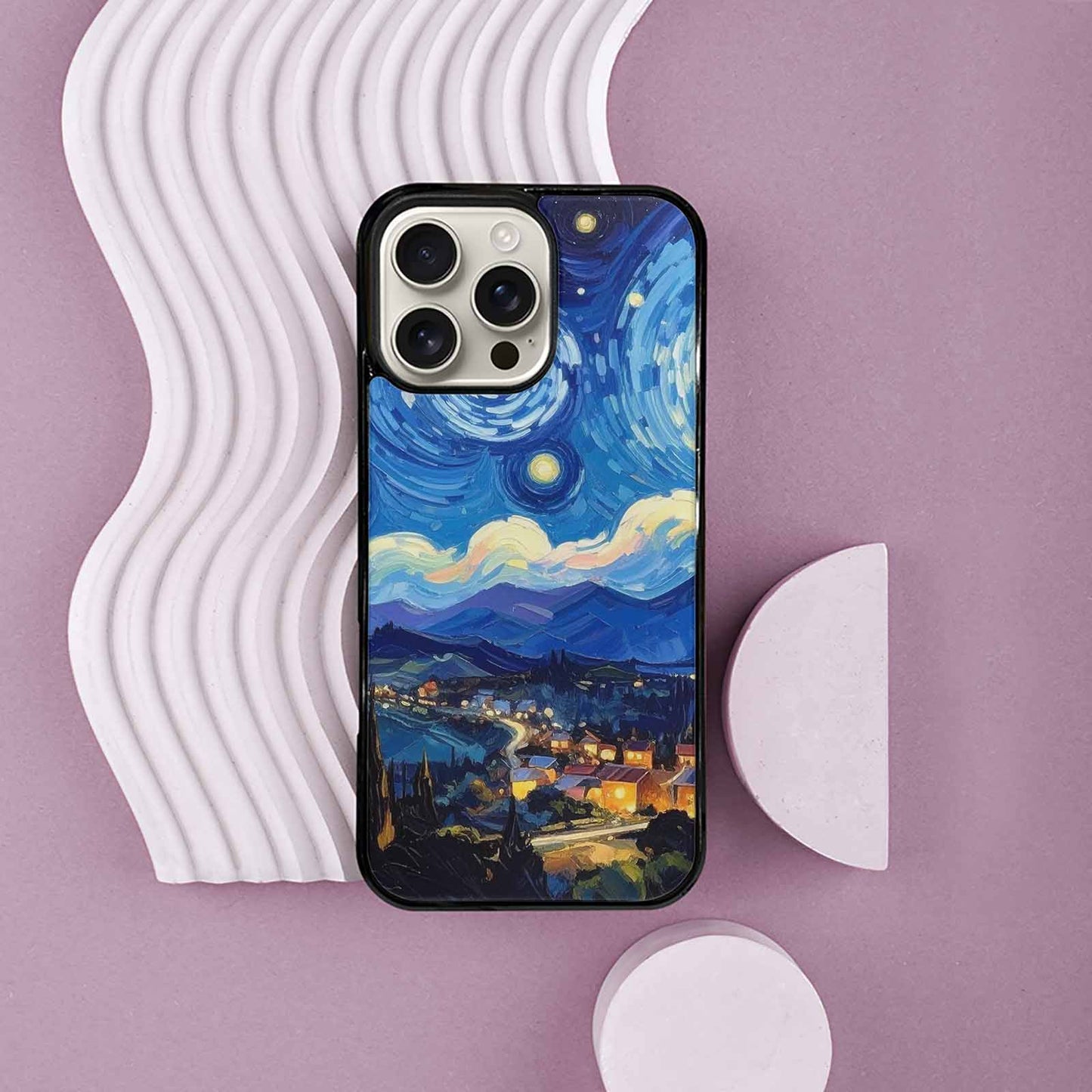 iPhone 16 Pro Max Case — Starry Night Van Gogh Paint Art, Custom Designed Case Cover