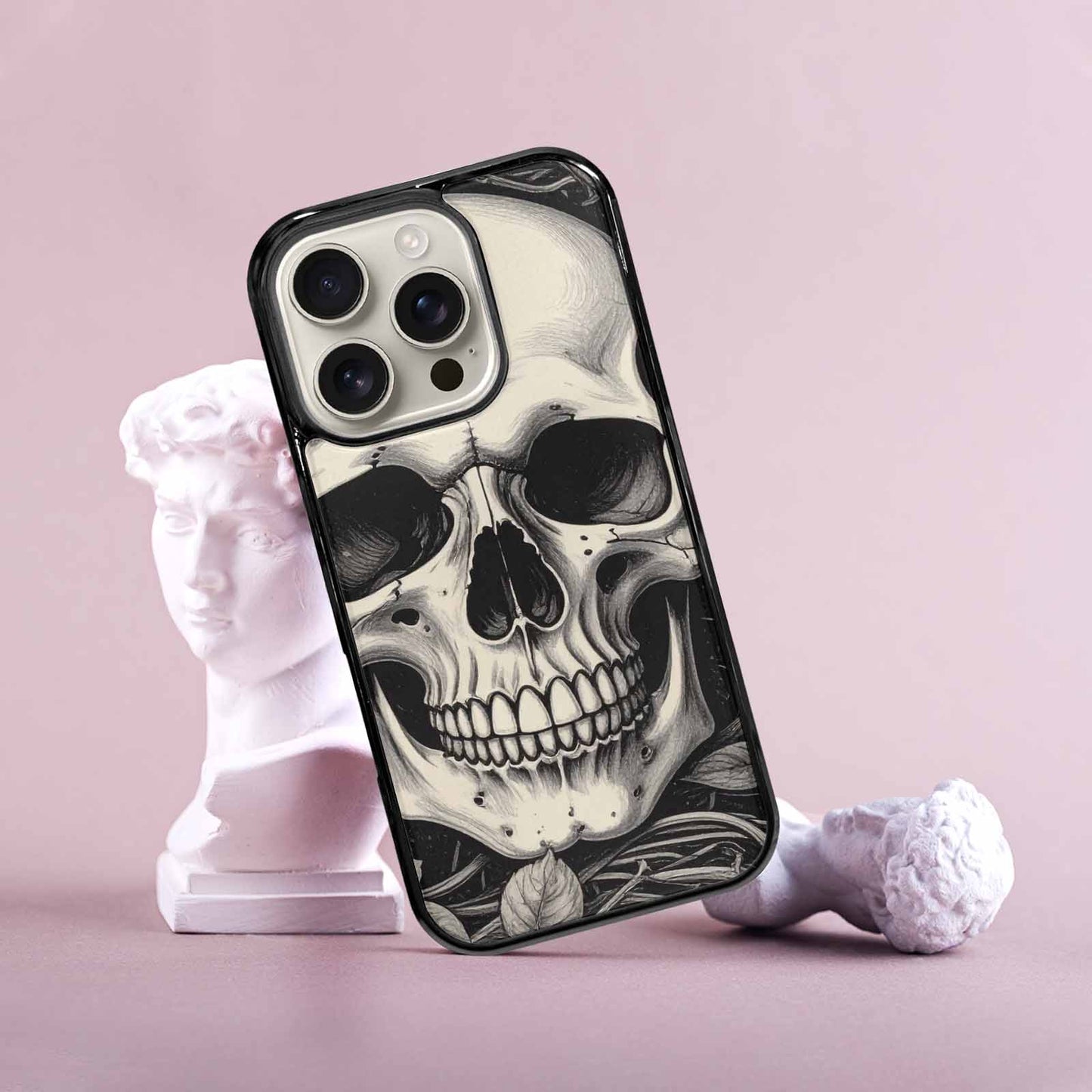 iPhone 16 Pro Case — 20 Skulls Overlapping Seamless Tileable Pattern, Custom Designed Case Cover